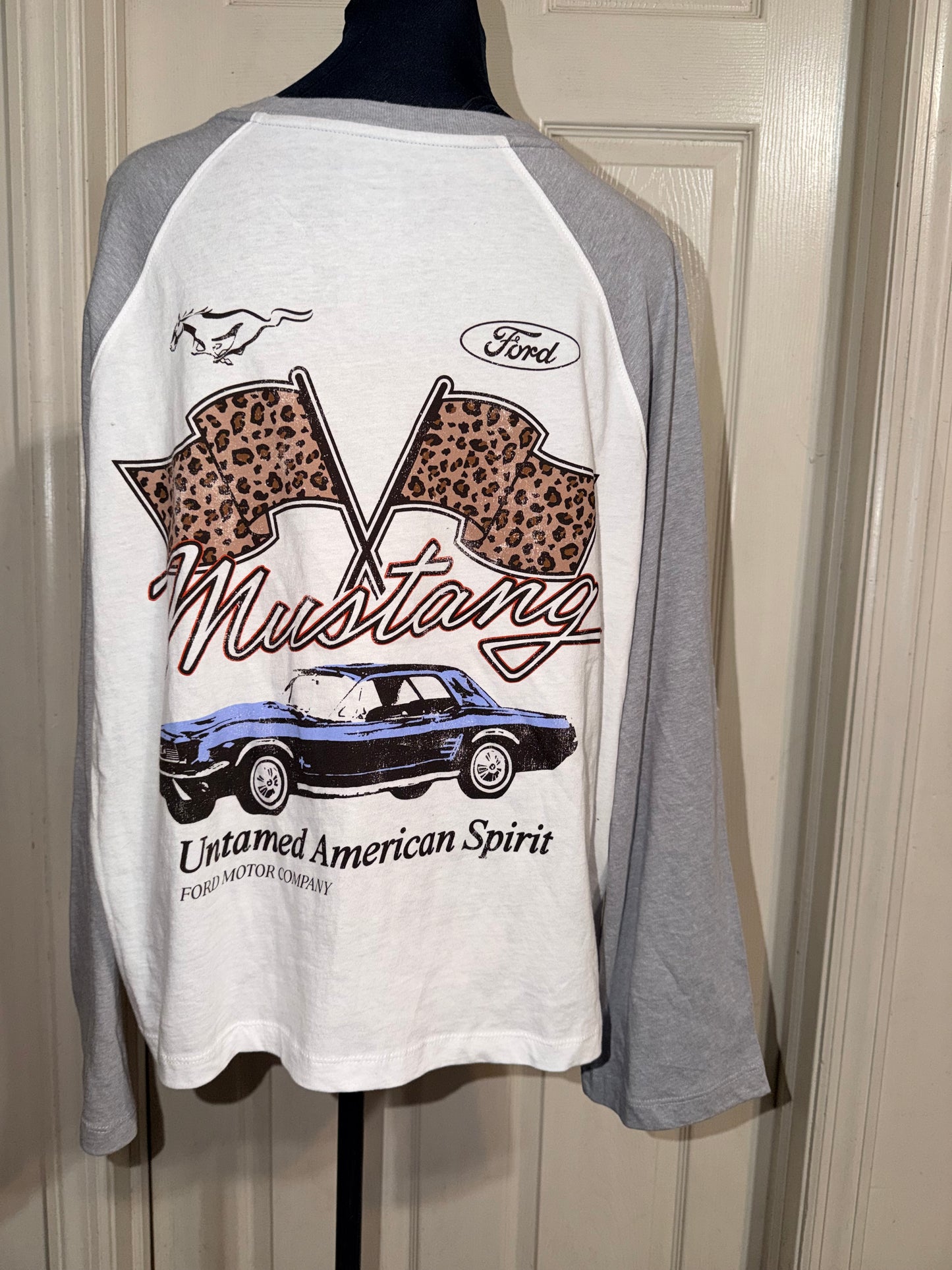 Ford Mustang Double Sided Oversized Distressed Long Sleeve Tee