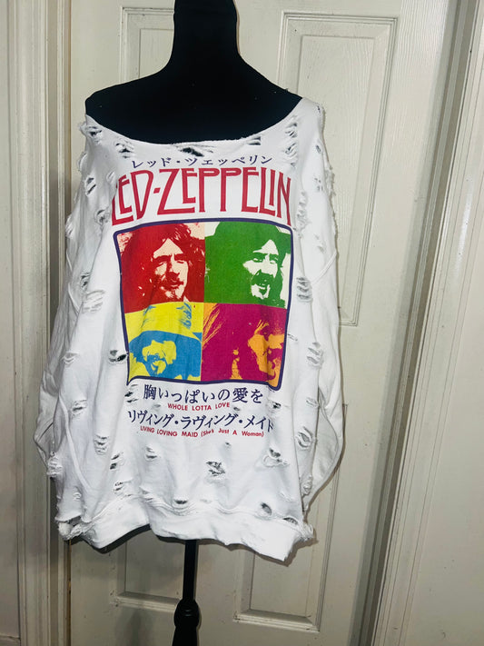 Led Zeppelin Oversized Distressed Sweatshirt