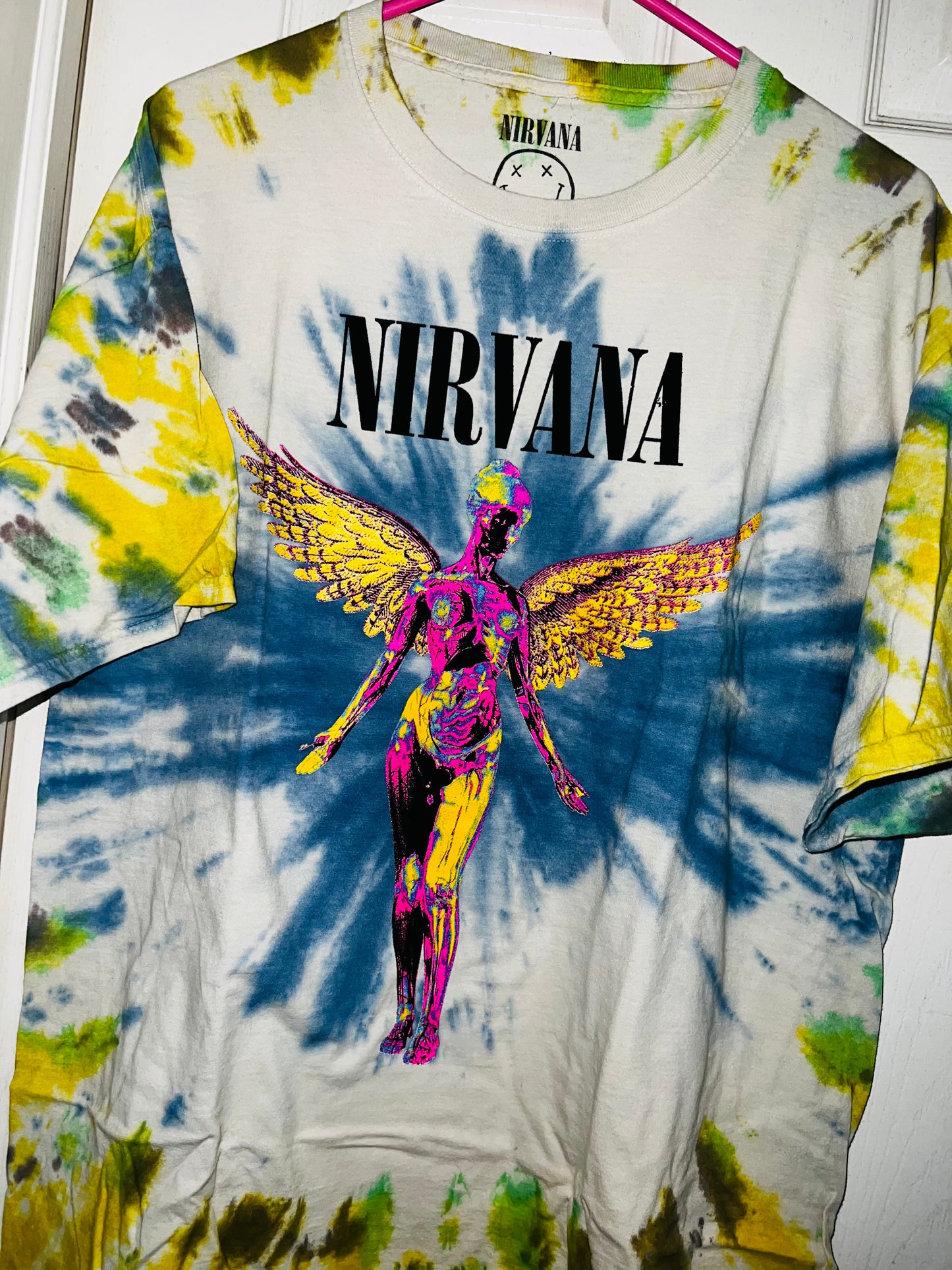 Nirvana Tie Die Oversized Distressed Tee