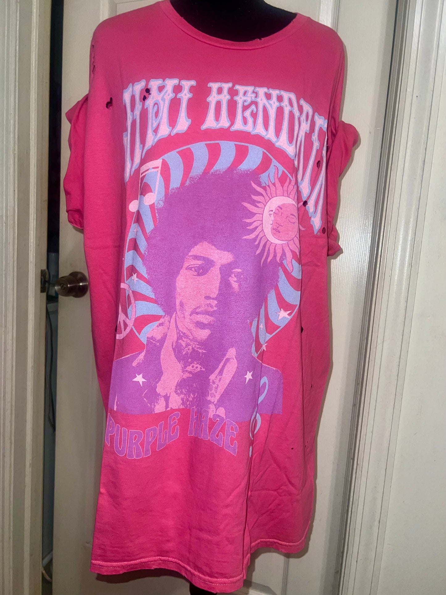 Jimi Hendrix Purple Haze Oversized Distressed Tee