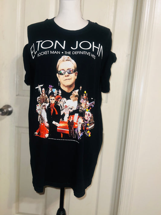 Elton John Vintage Double Sided Oversized Distressed Tee