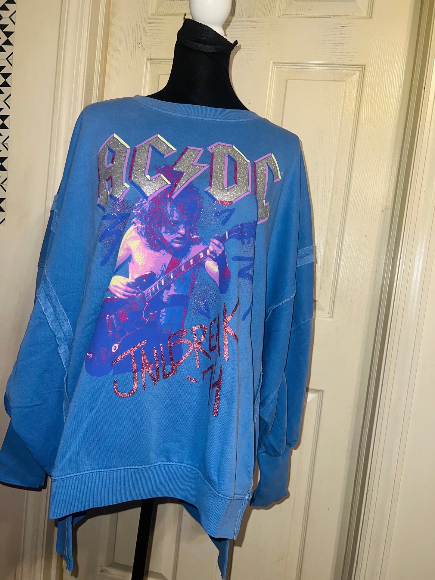 AC/DC Oversized Distressed Sweatshirt