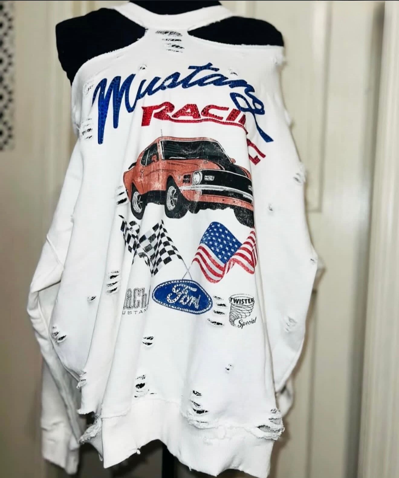 Ford Mustang Oversized Distressed Sweatshirt