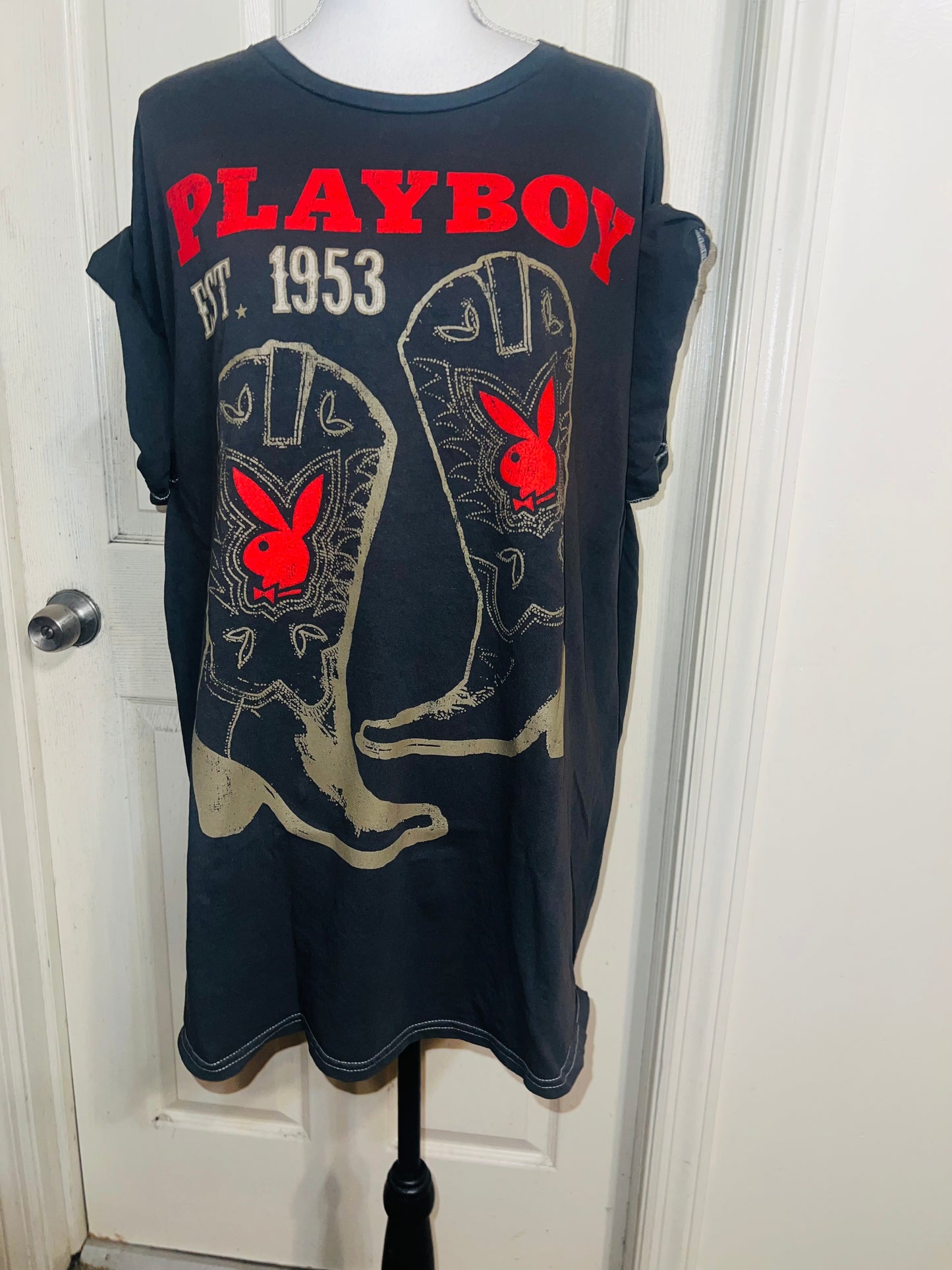 Playboy Cowboy Oversized Distressed Tee