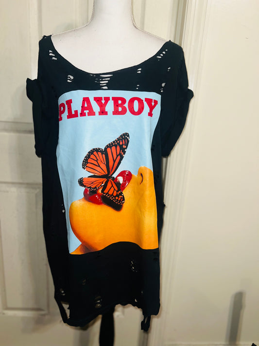 Playboy Oversized Distressed Tee