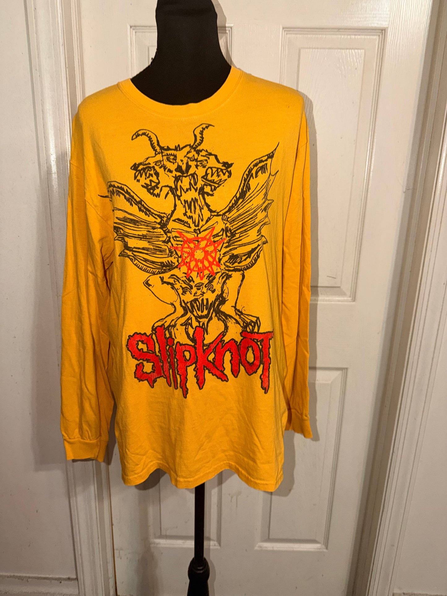 Slipknot Double Sided Vintage Oversized Distressed Long Sleeve Tee