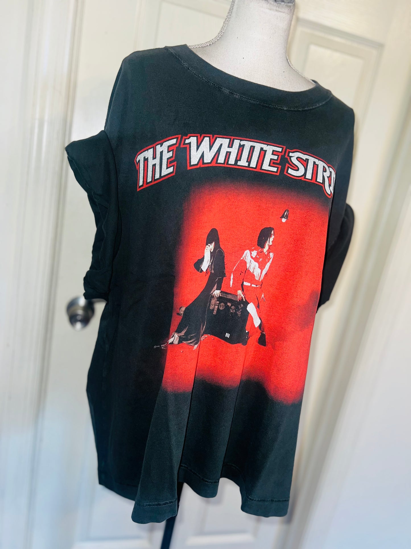 The White Stripes Double Sided Oversized Distressed Tee