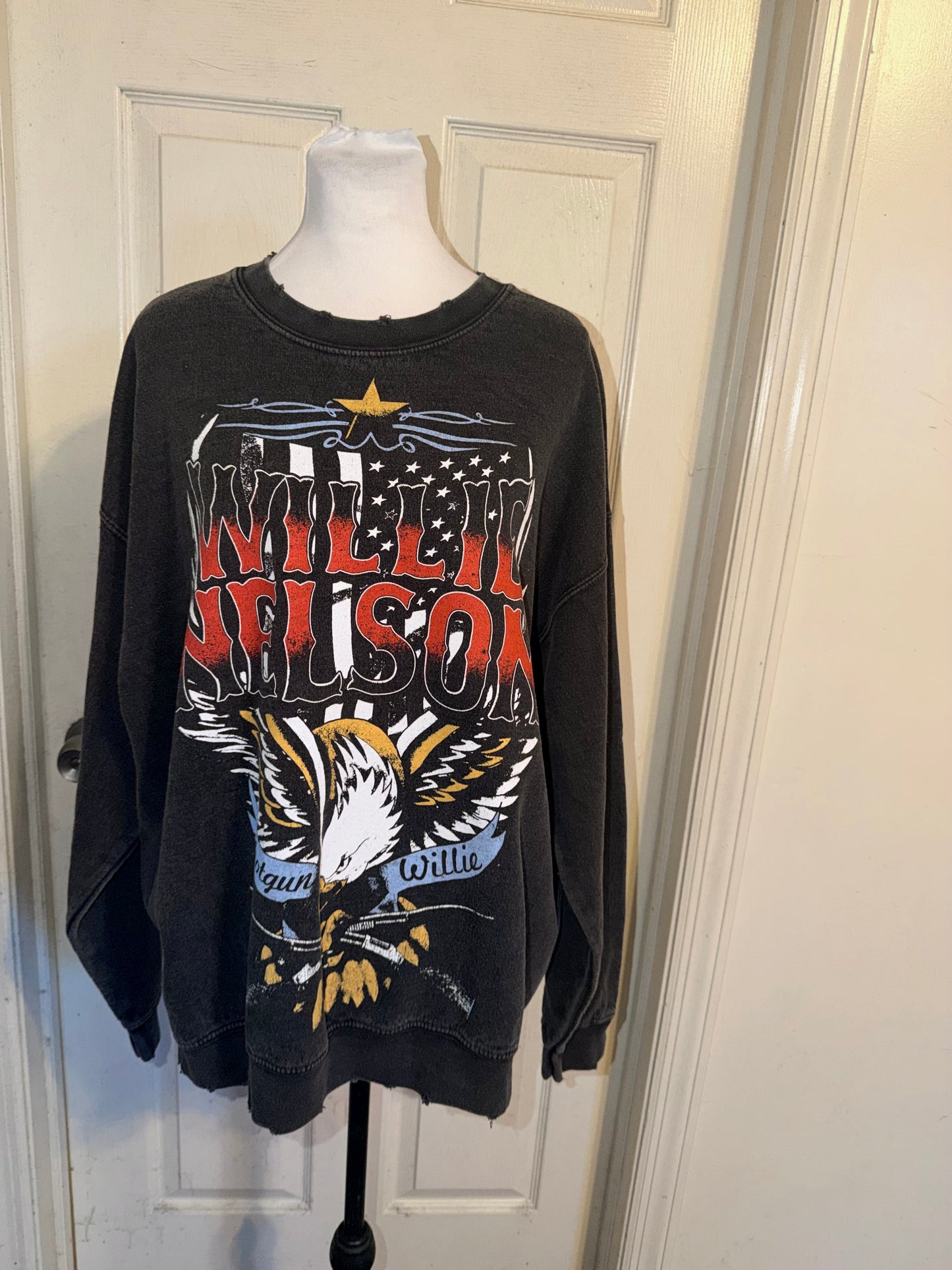 Willie Nelson Oversized Distressed Sweatshirt