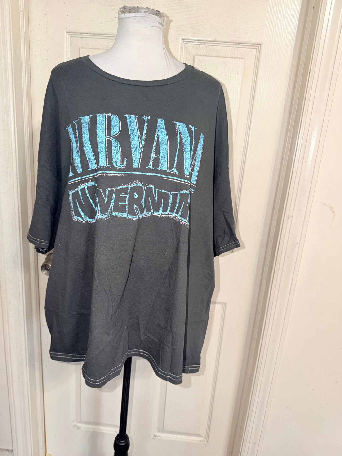 Nirvana Double Sided Oversized Distressed Tee