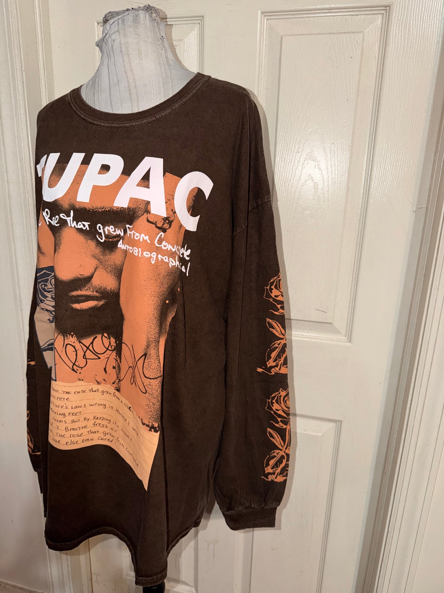 Tupac Oversized Distressed Long Sleeve Tee