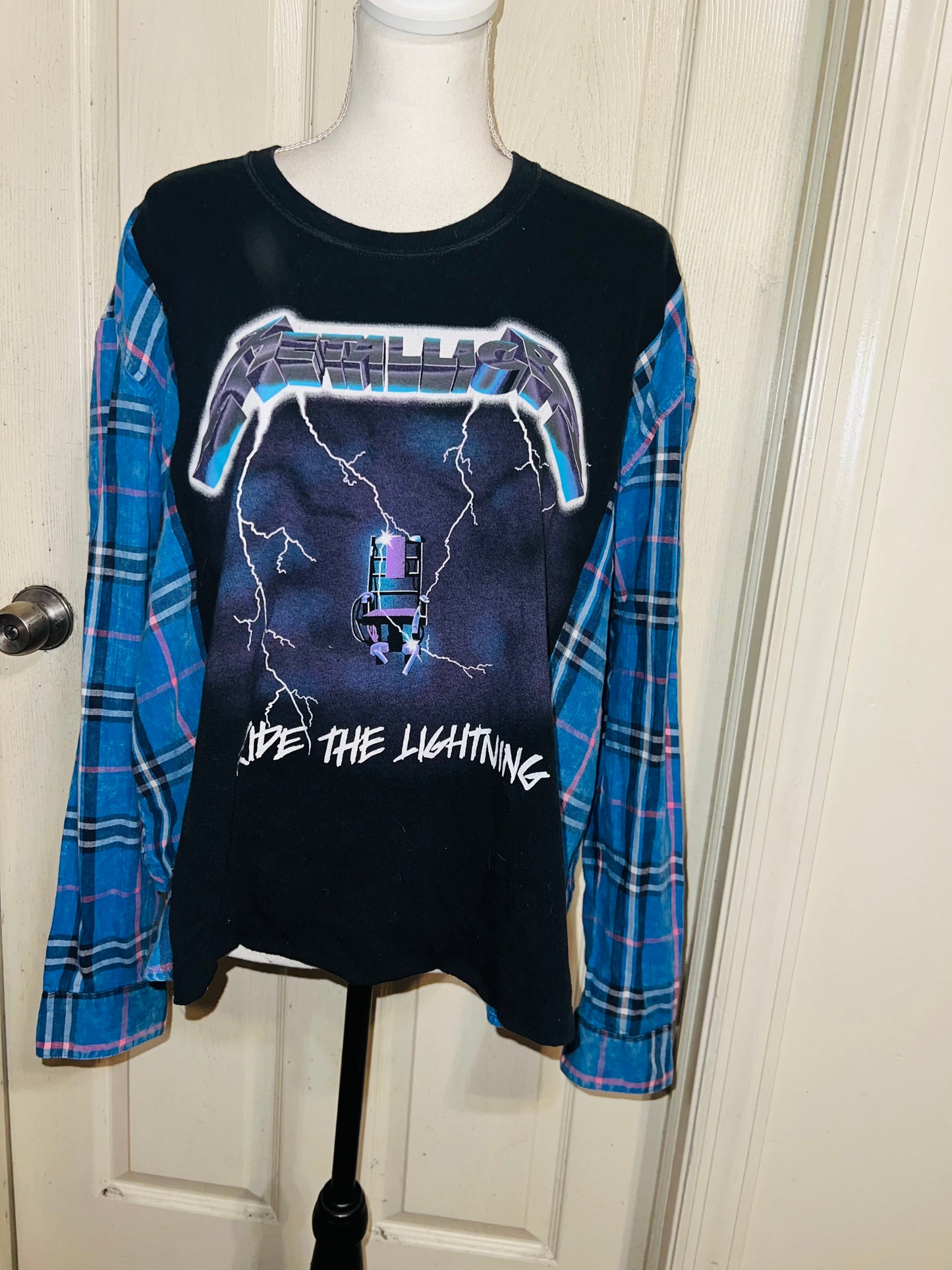 Metallica Oversized Distressed Flannel Long Sleeve Tee