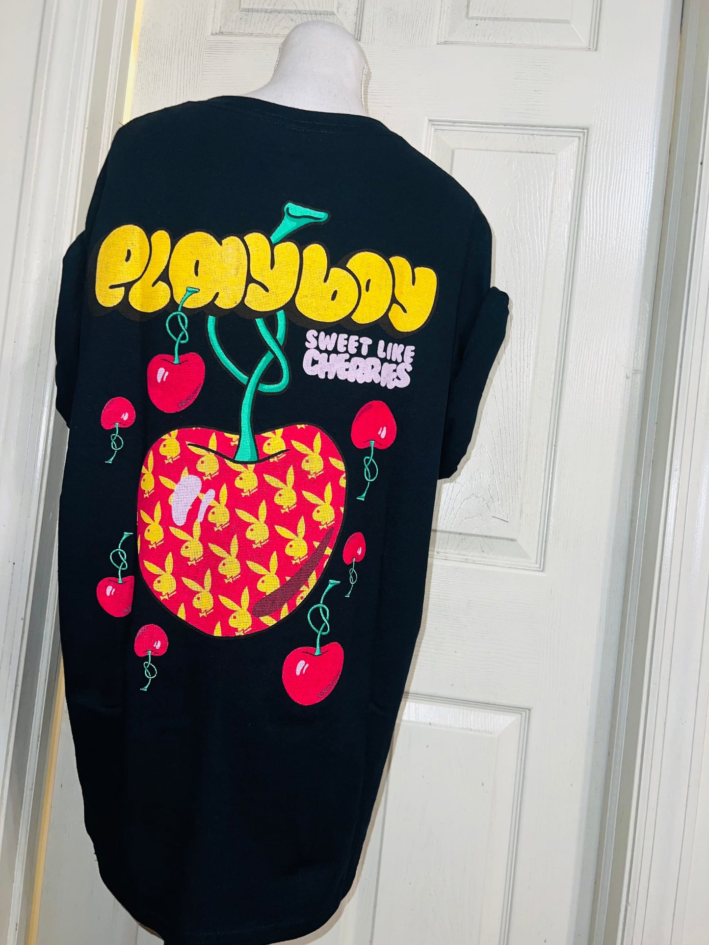 Playboy Cherry Double Sided Oversized Distressed Tee