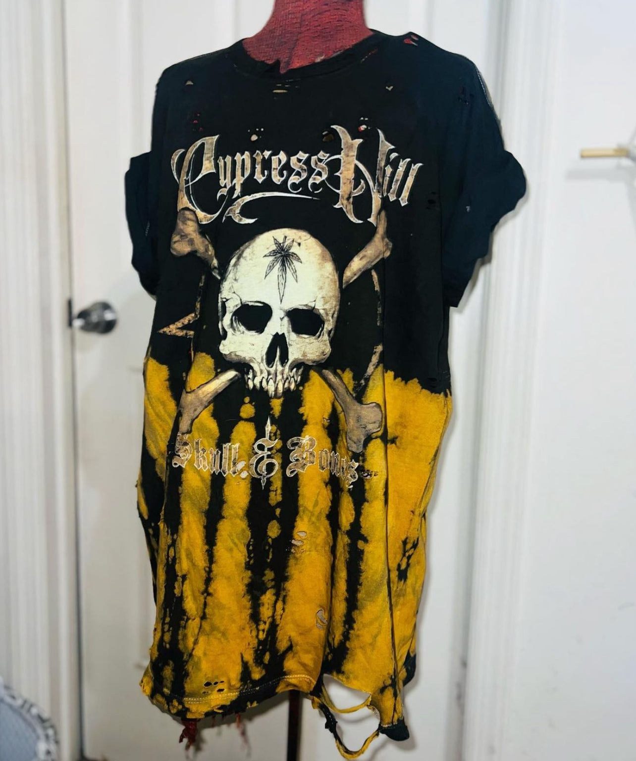 Cypress Hill “Skull & Bones” Oversized Tie Dye Distressed Tee
