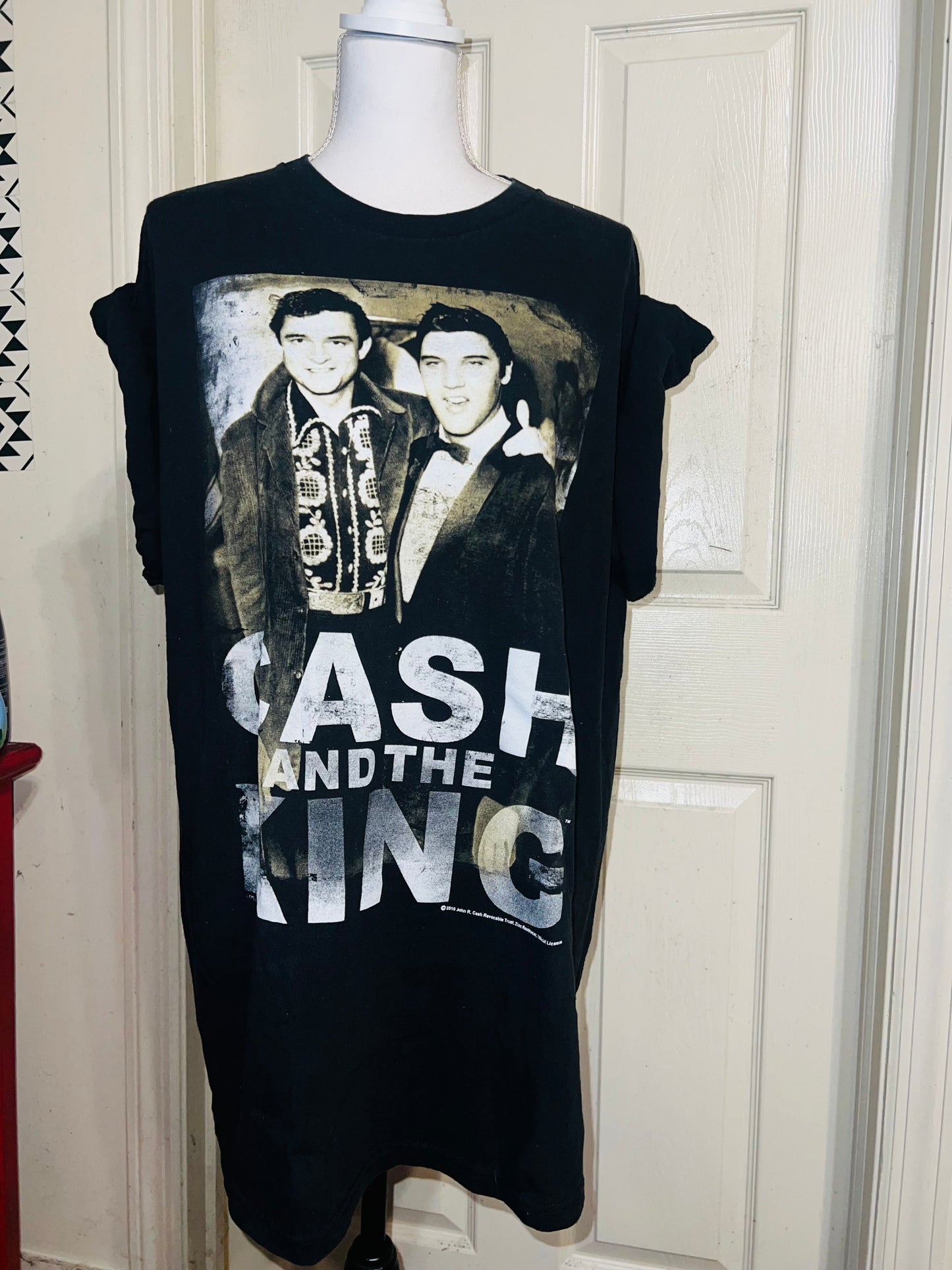 Johnny Cash and Elvis Oversized Distressed Tee