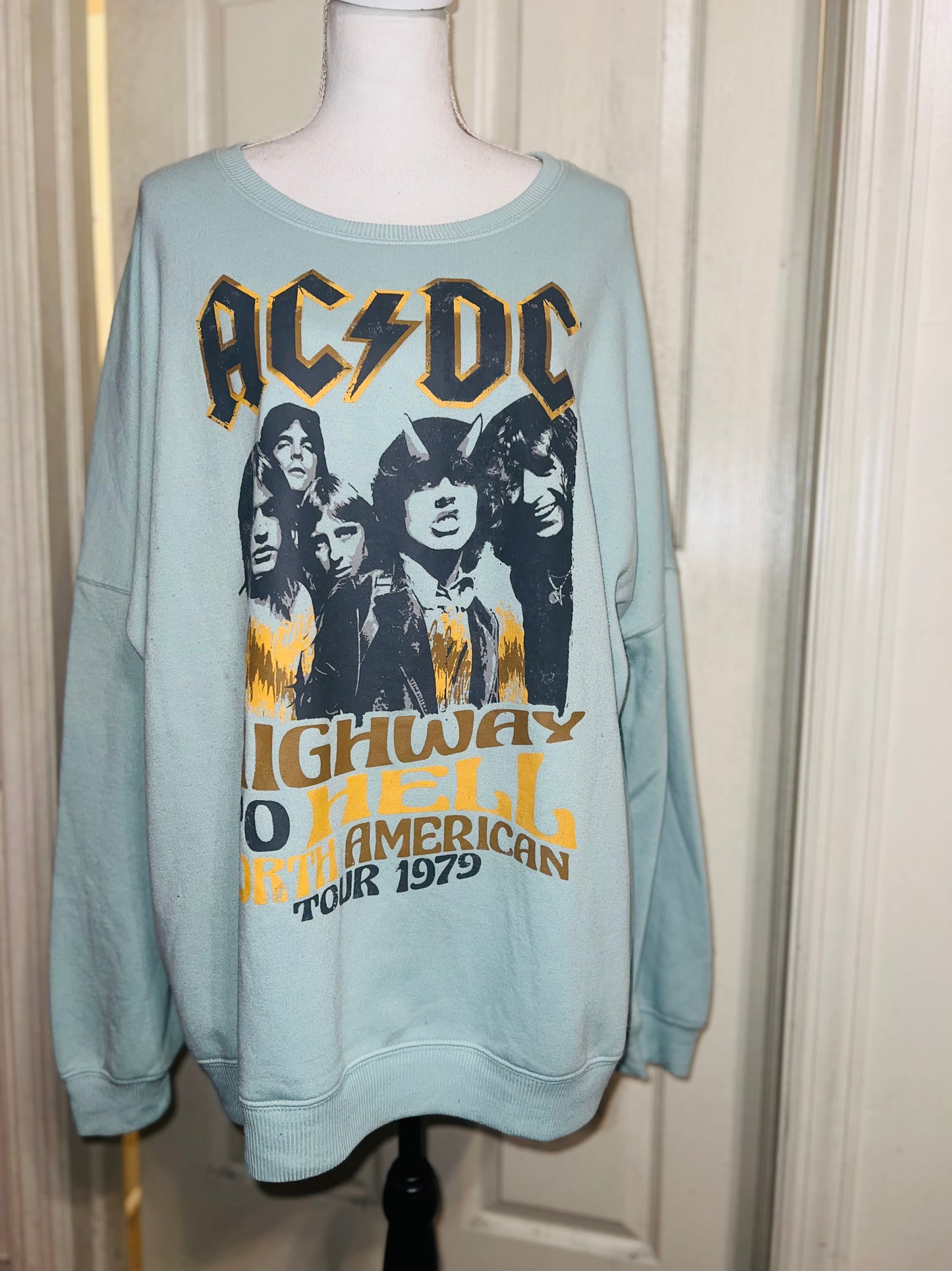 AC/DC Oversized Distressed Sweatshirt