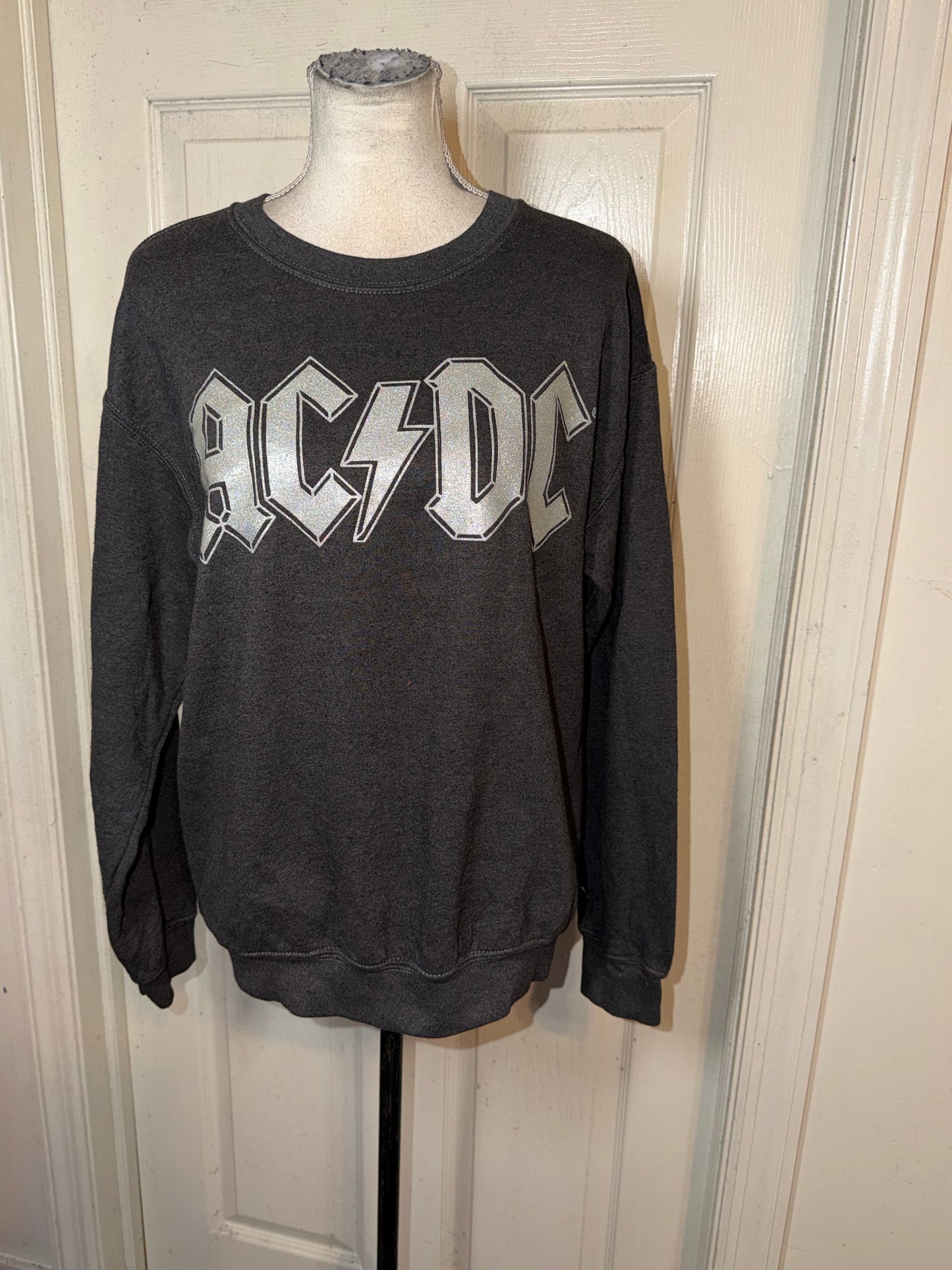 AC/DC Double Sided Oversized Distressed Sweatshirt