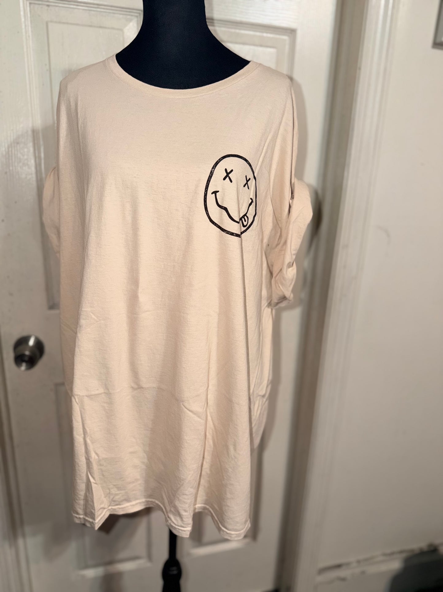 Nirvana Double Sided Oversized Distressed Tee