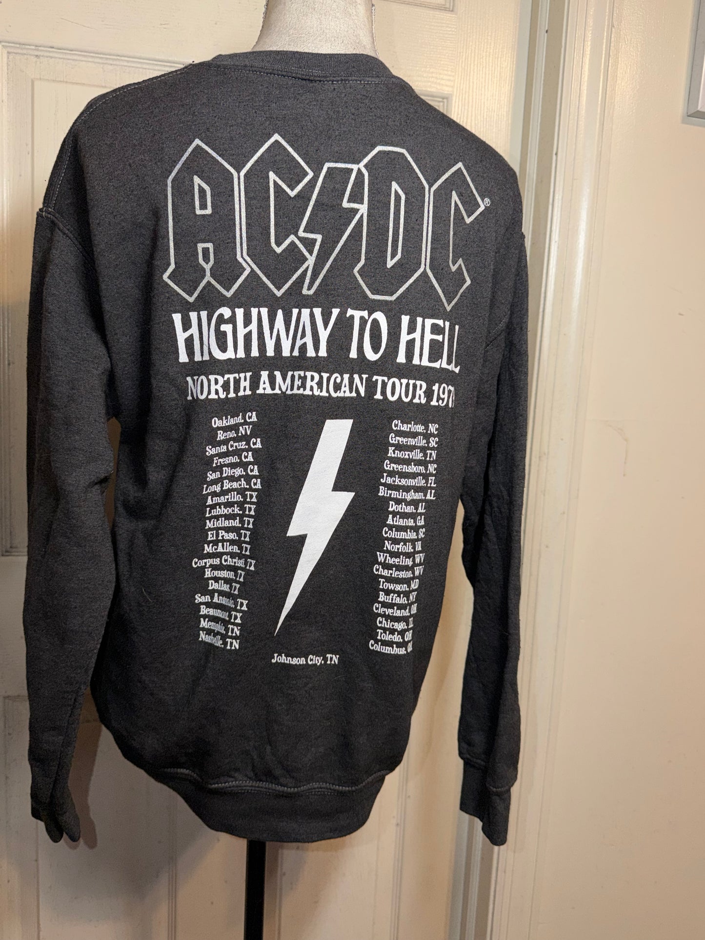 AC/DC Double Sided Oversized Distressed Sweatshirt