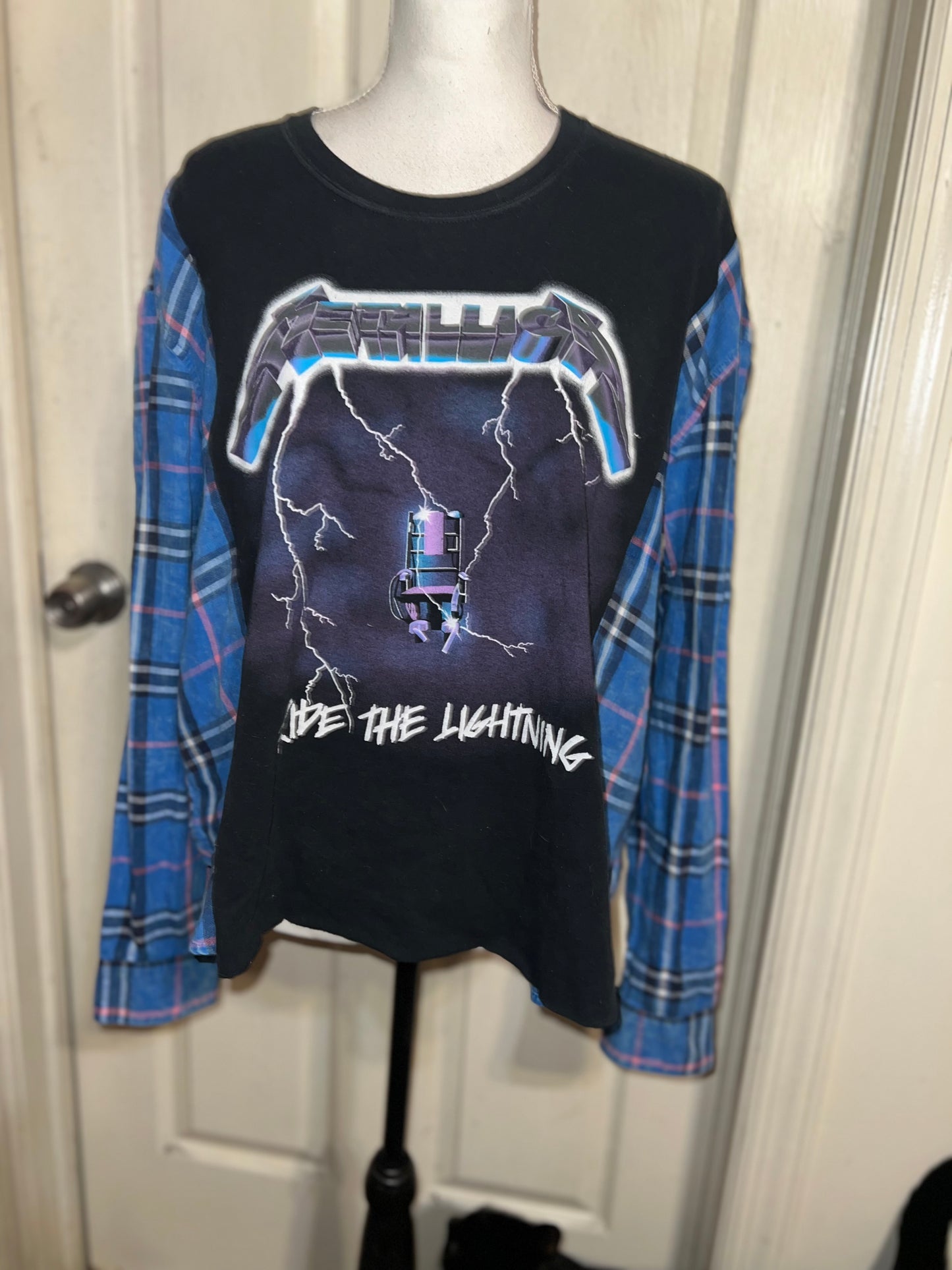 Metallica Oversized Distressed Flannel Long Sleeve Tee