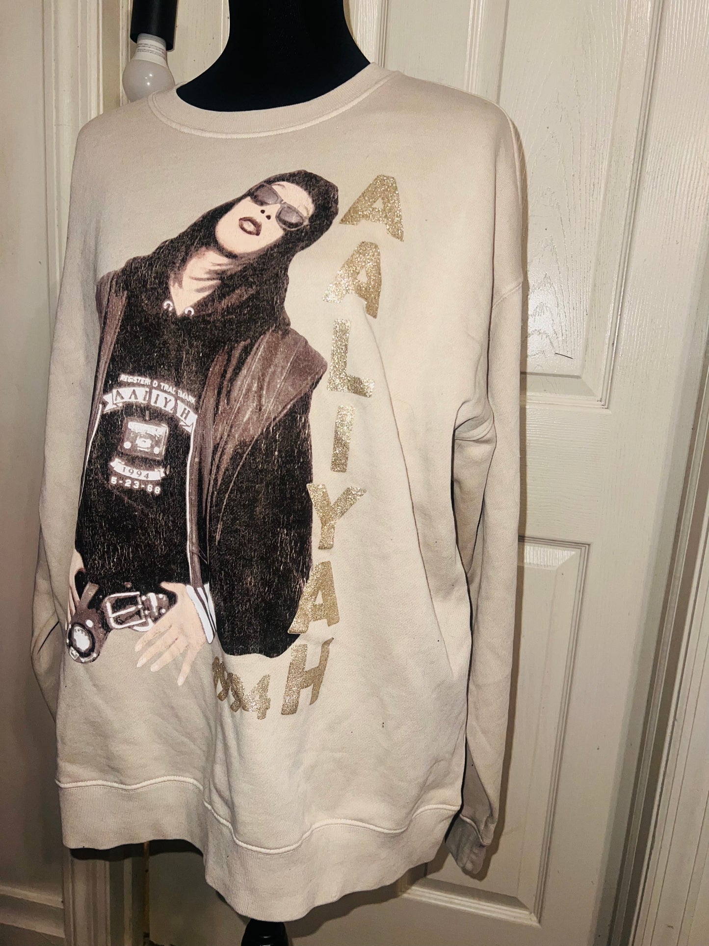 Aaliyah Oversized Distressed Sweatshirt