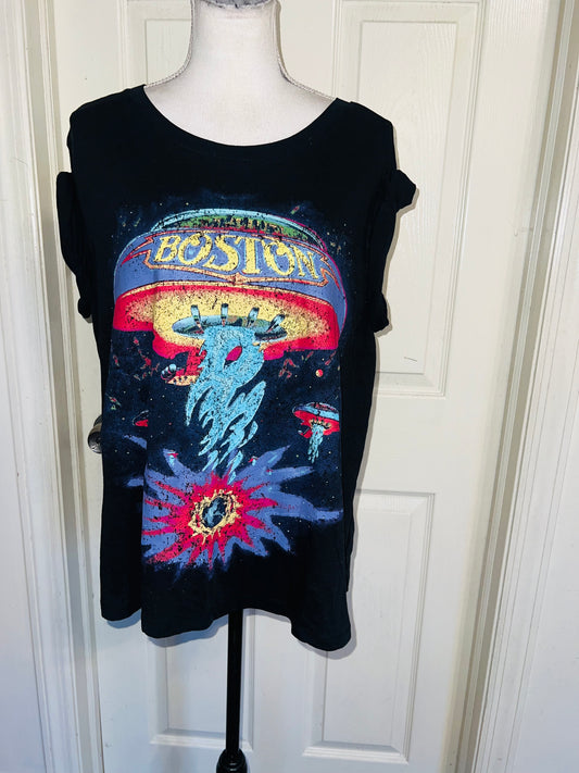 Boston Double Sided Oversized Distressed Tee