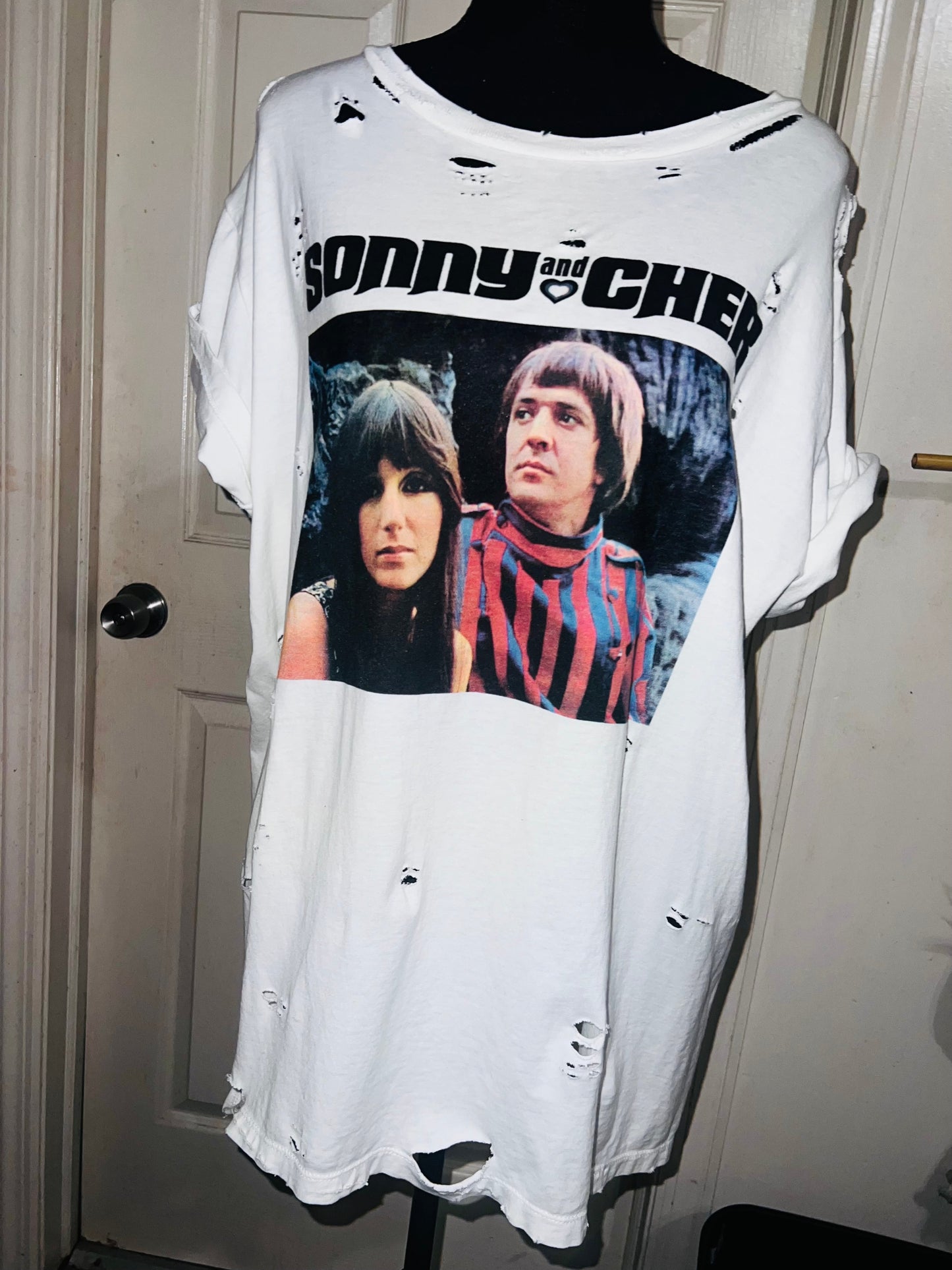 Sonny and Cher Oversized Distressed Tee