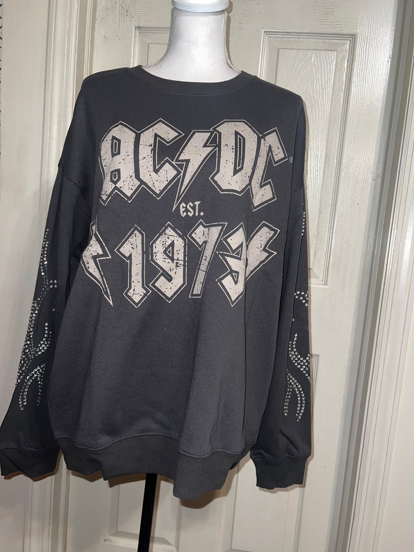 AC/DC Oversized Distressed Sweatshirt