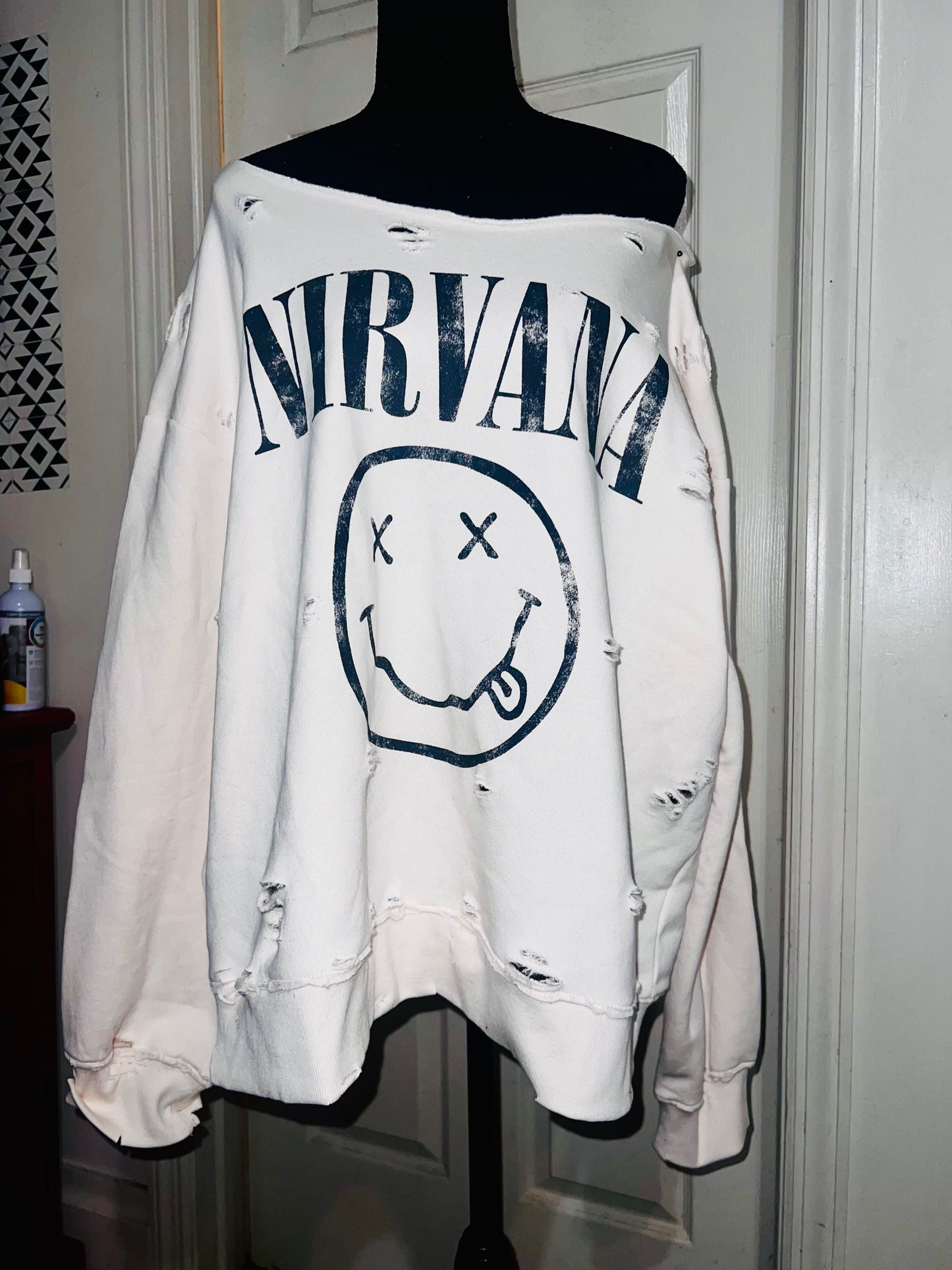 Nirvana Oversized Cream Sweatshirt