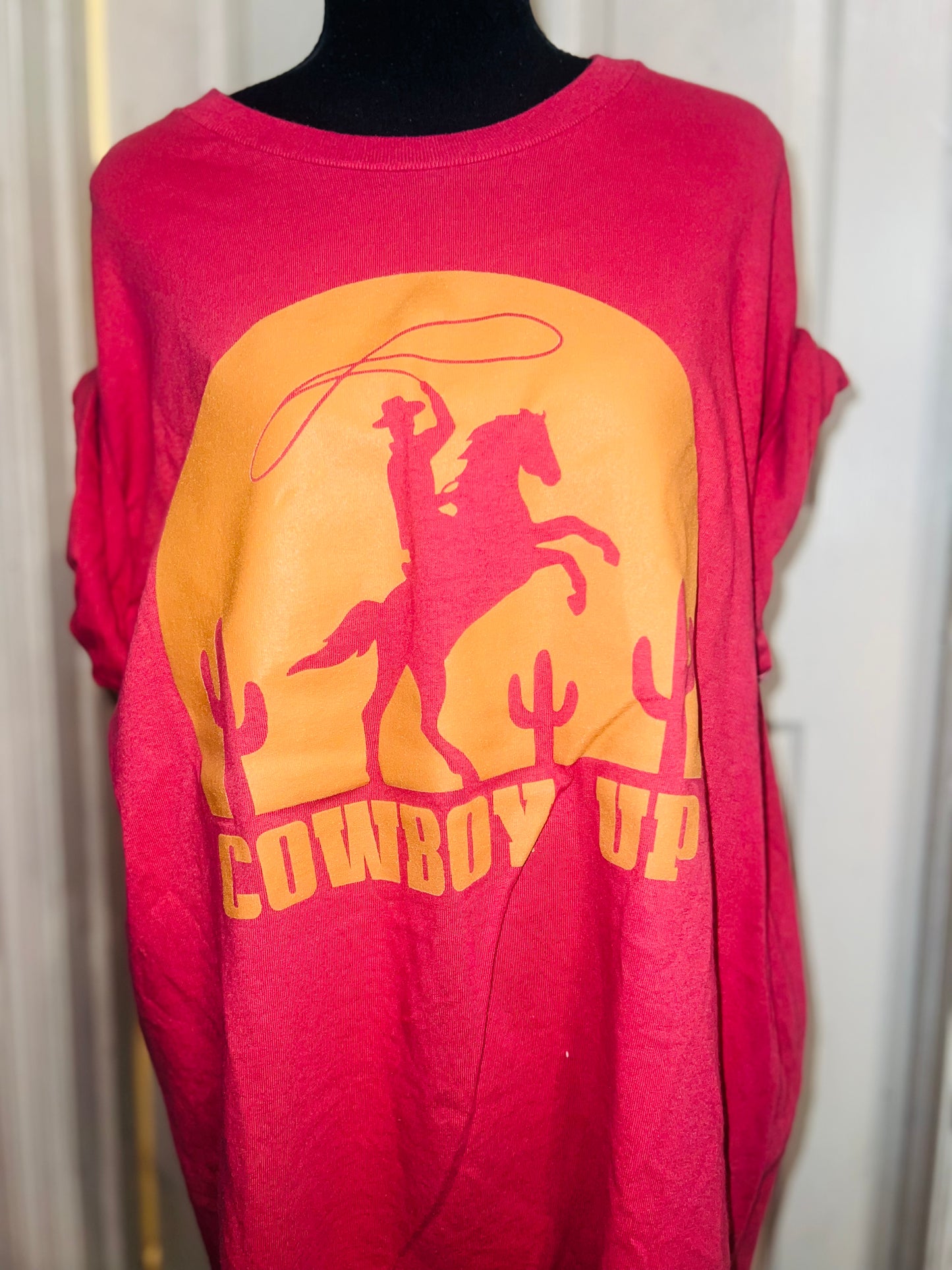 Cowboy Up Oversized Distressed Tee