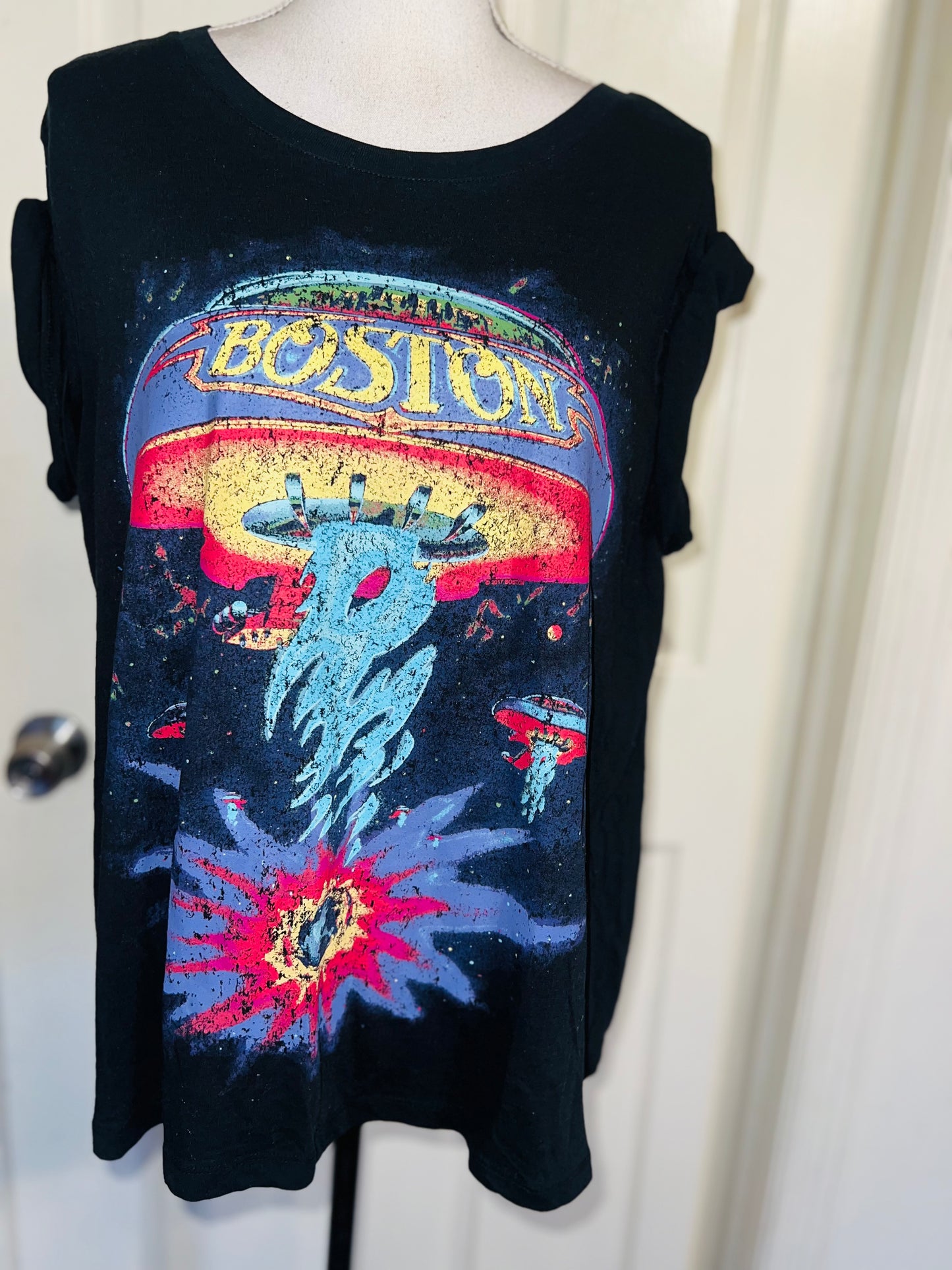 Boston Double Sided Oversized Distressed Tee