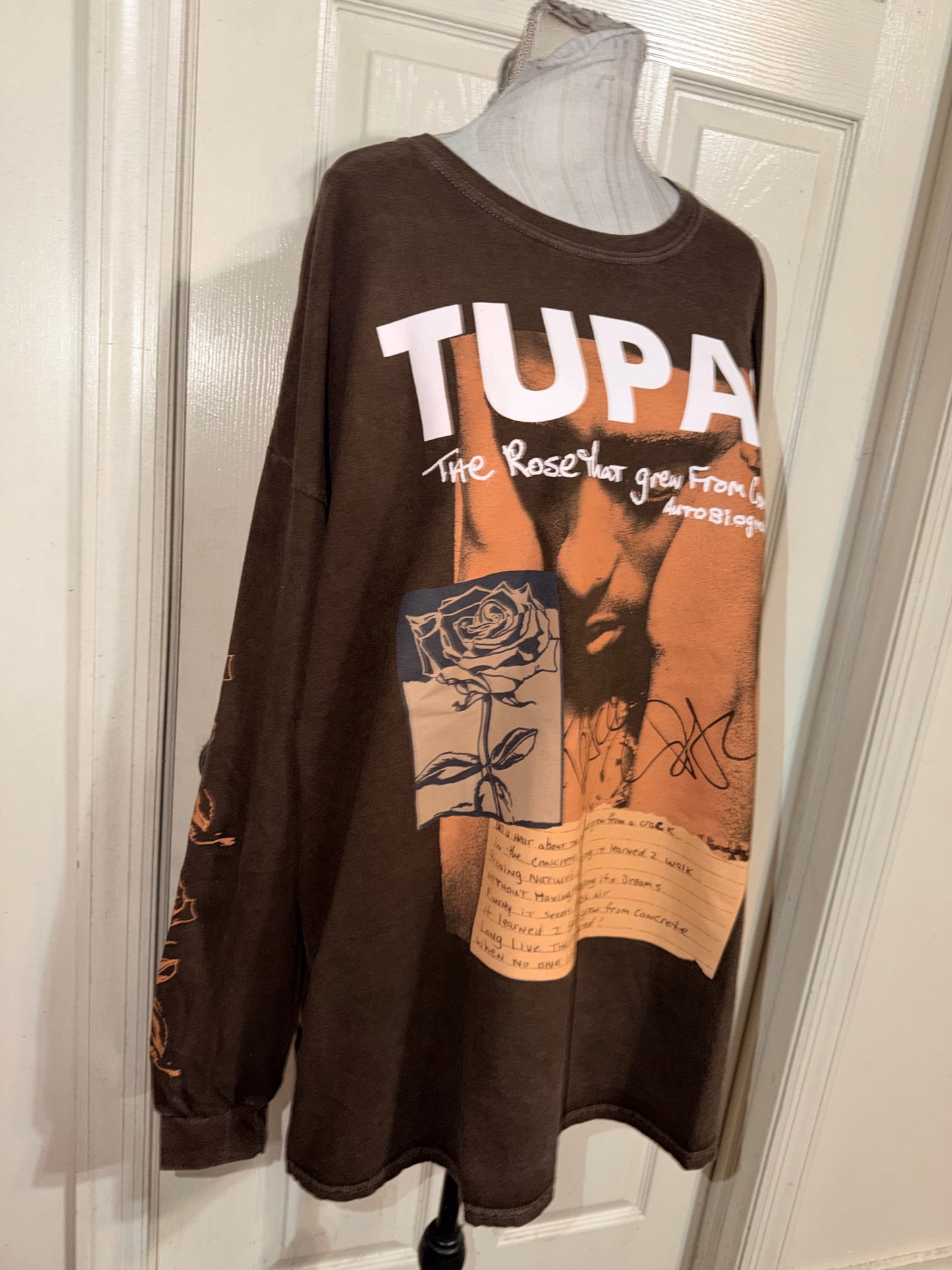 Tupac Oversized Distressed Long Sleeve Tee