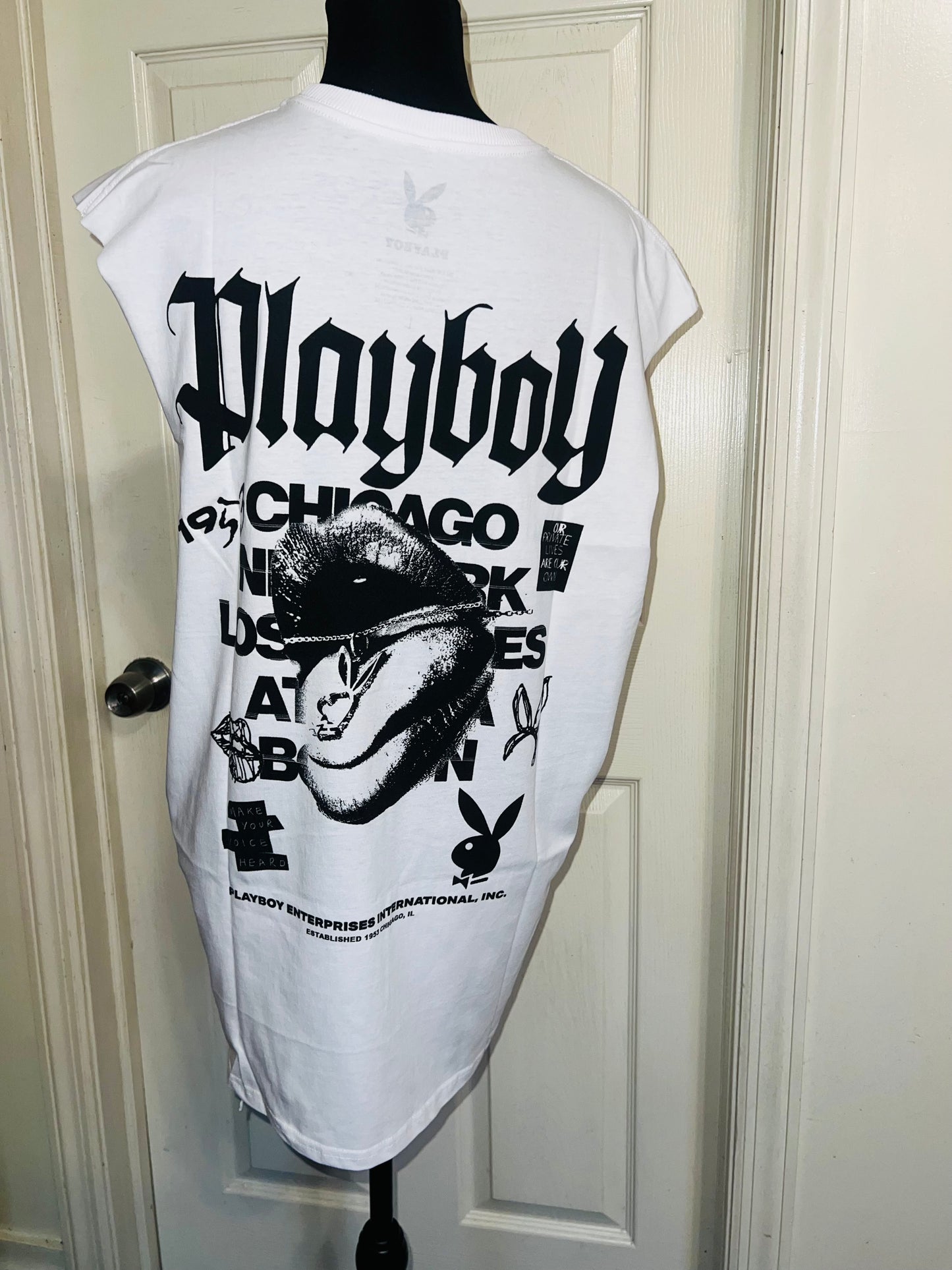 Playboy Double Sided Oversized Distressed Tank