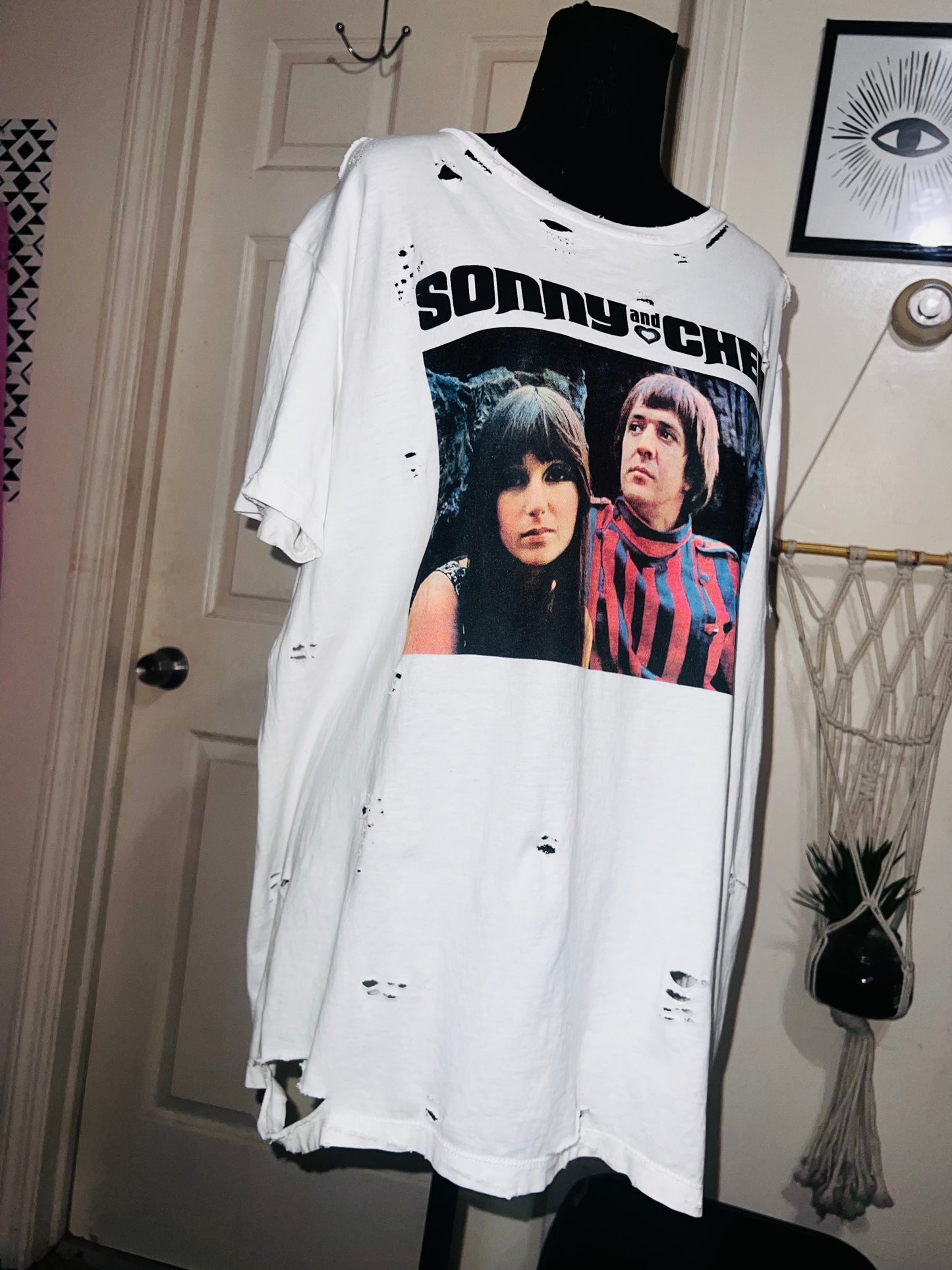 Sonny and Cher Oversized Distressed Tee