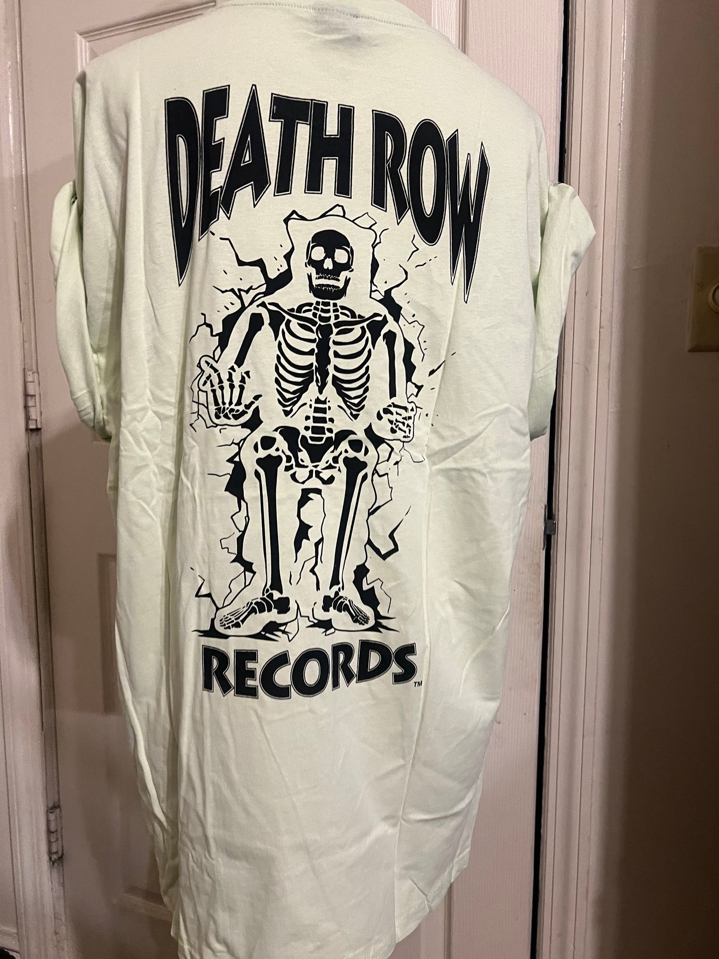 Death Row Records Double Sided Oversized Distressed Tee