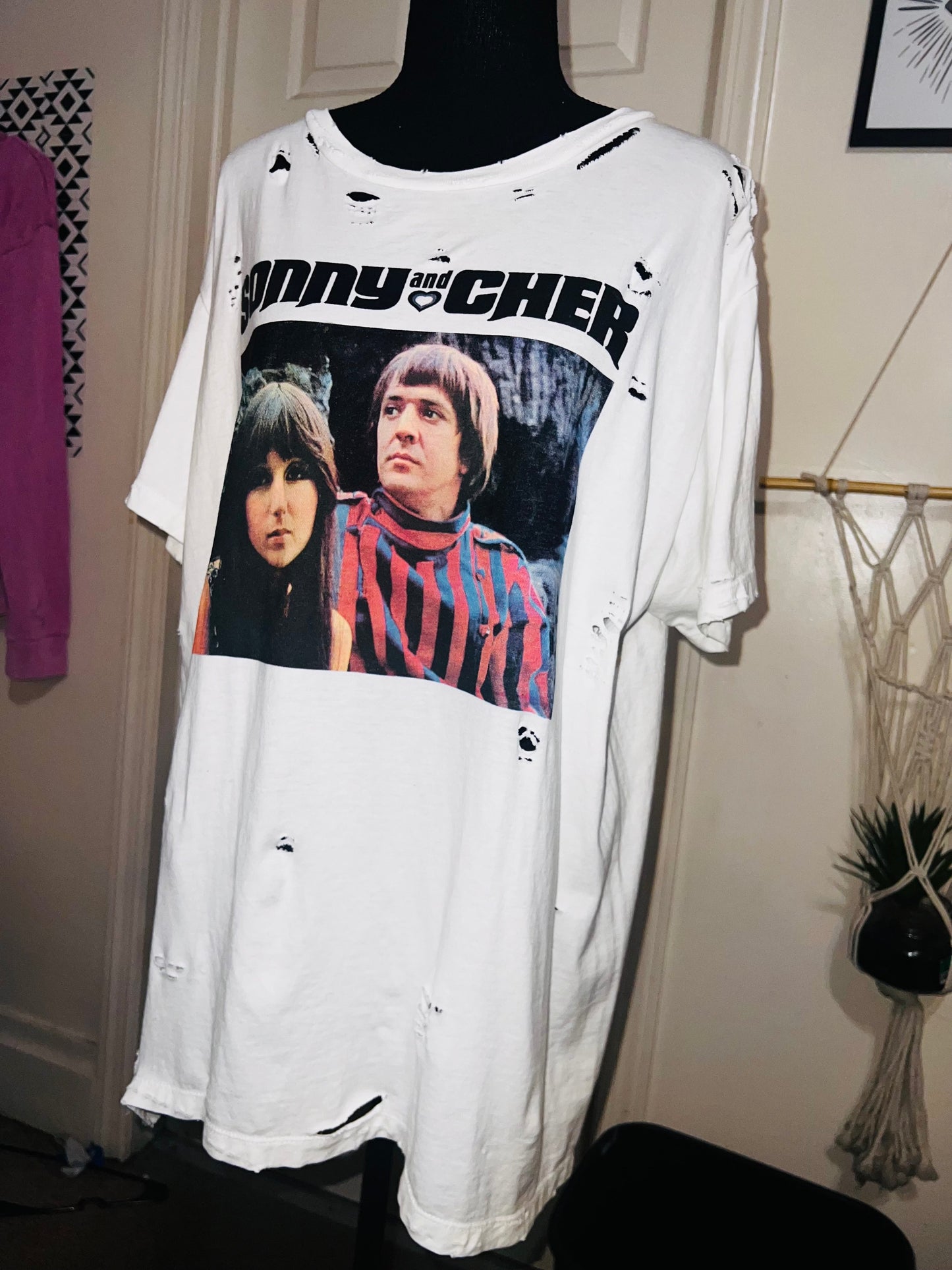 Sonny and Cher Oversized Distressed Tee