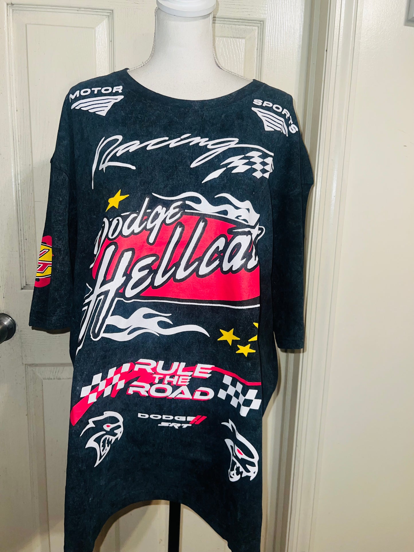 Dodge Hellcat Racing Oversized Distressed Tee  on