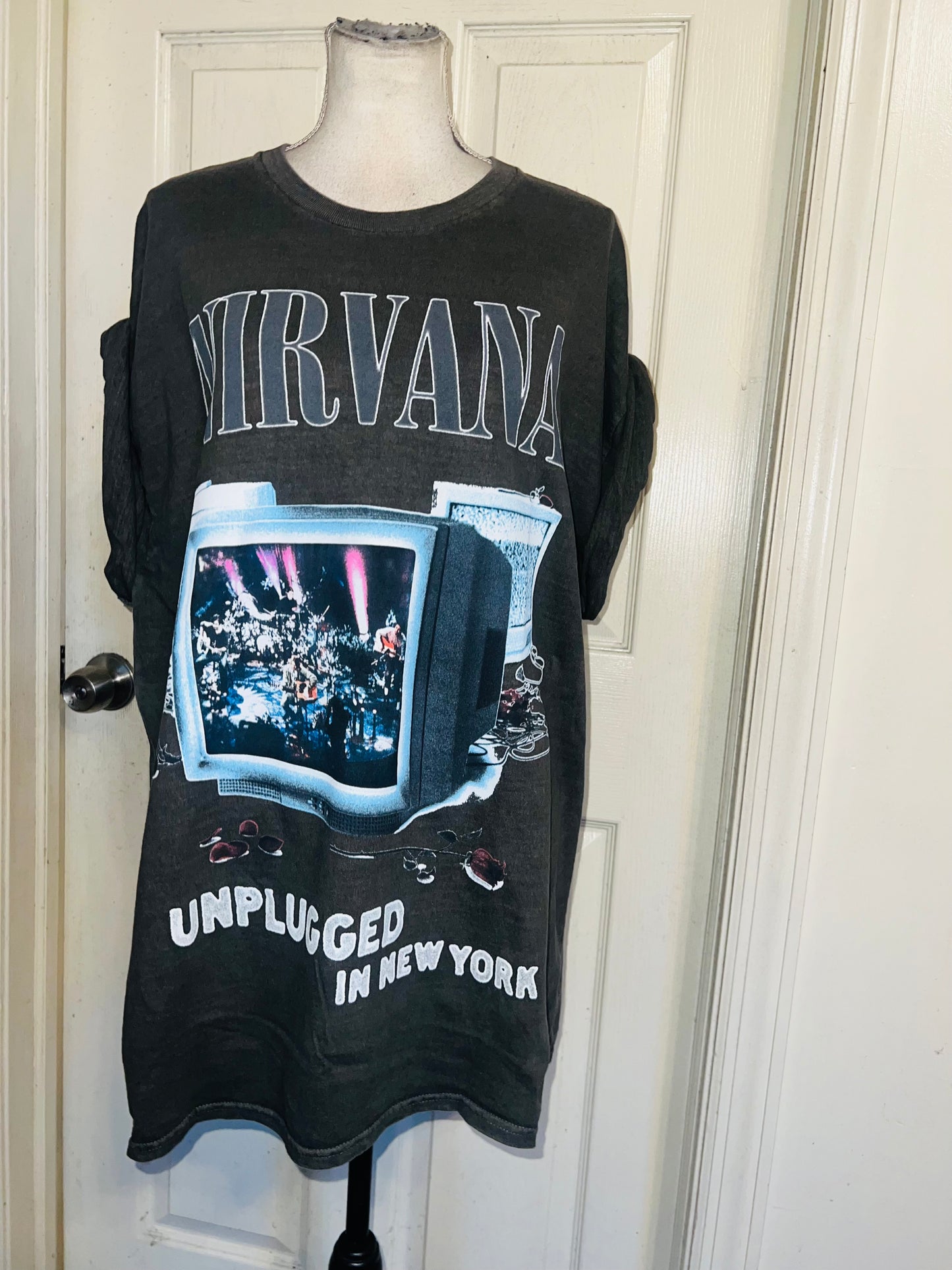 Nirvana Double Sided Oversized Distressed Tee
