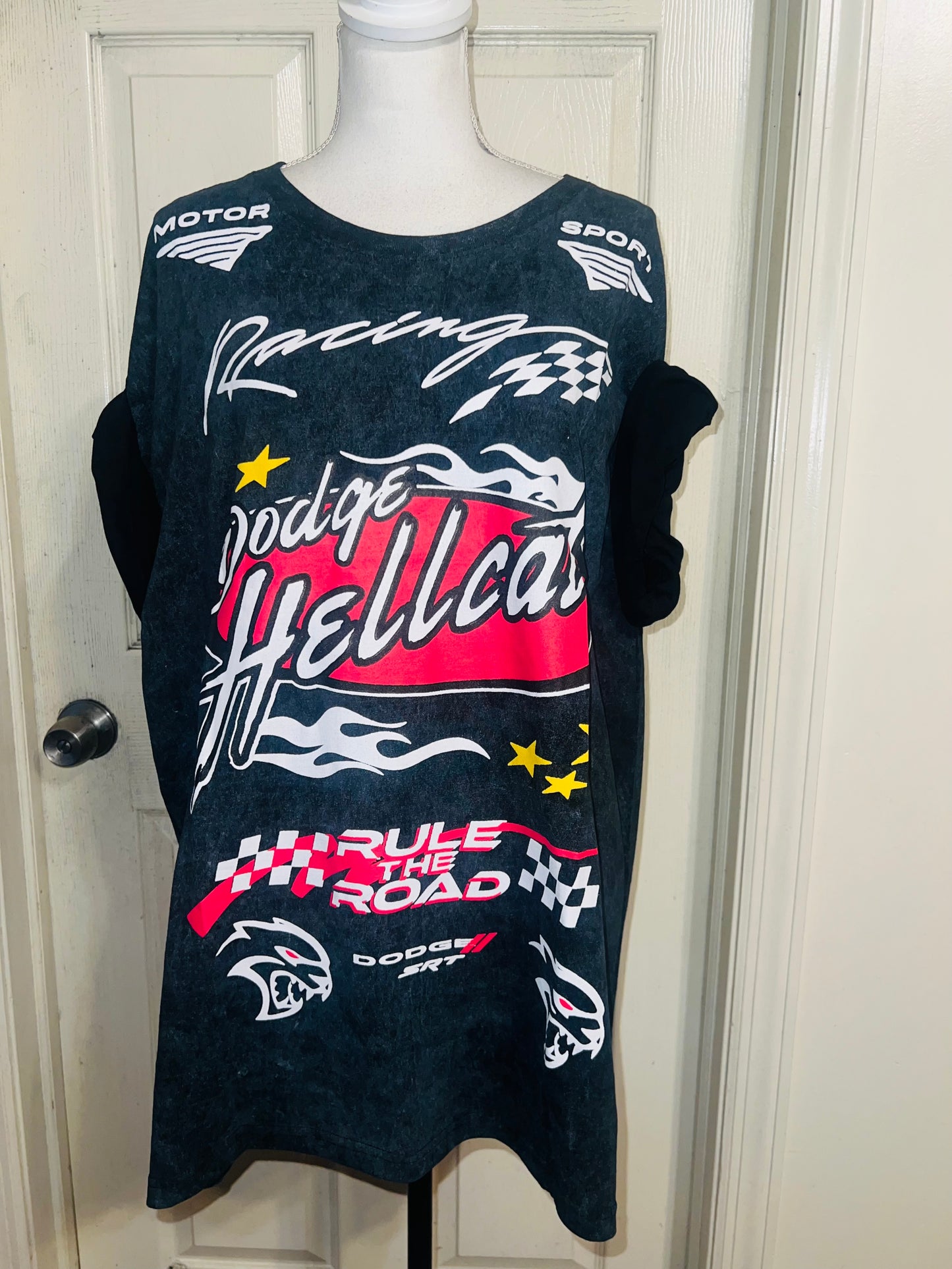 Dodge Hellcat Racing Oversized Distressed Tee  on