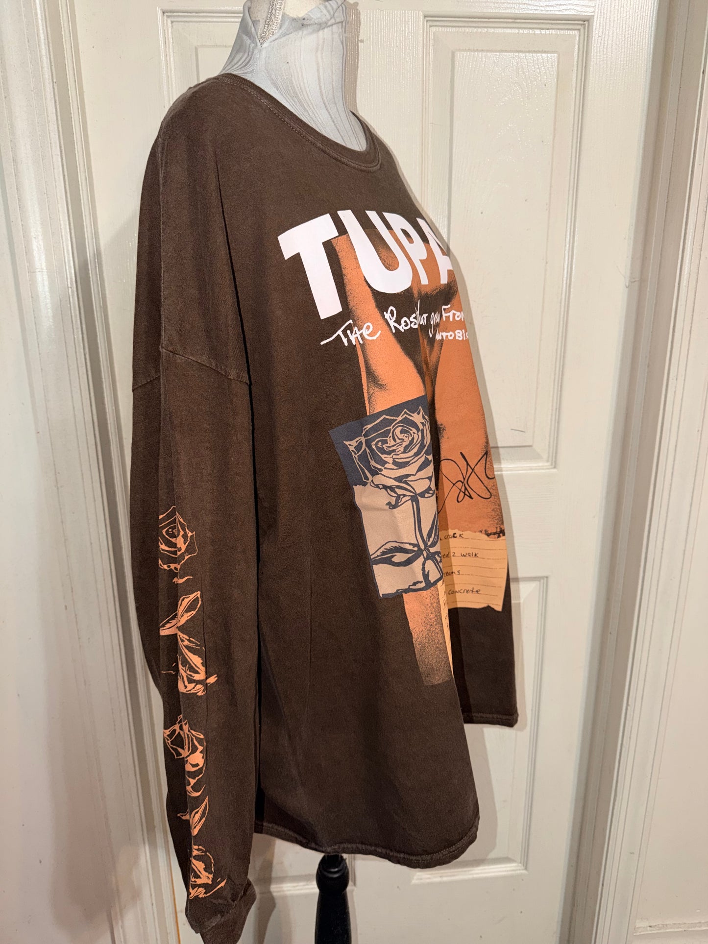 Tupac Oversized Distressed Long Sleeve Tee