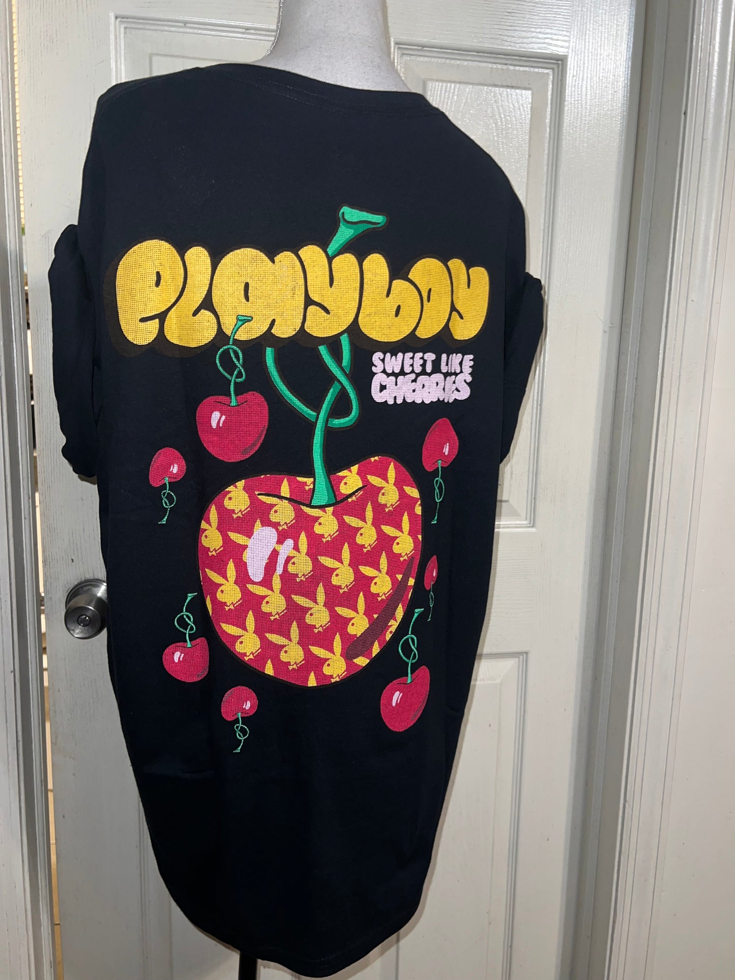 Playboy Cherry Double Sided Oversized Distressed Tee