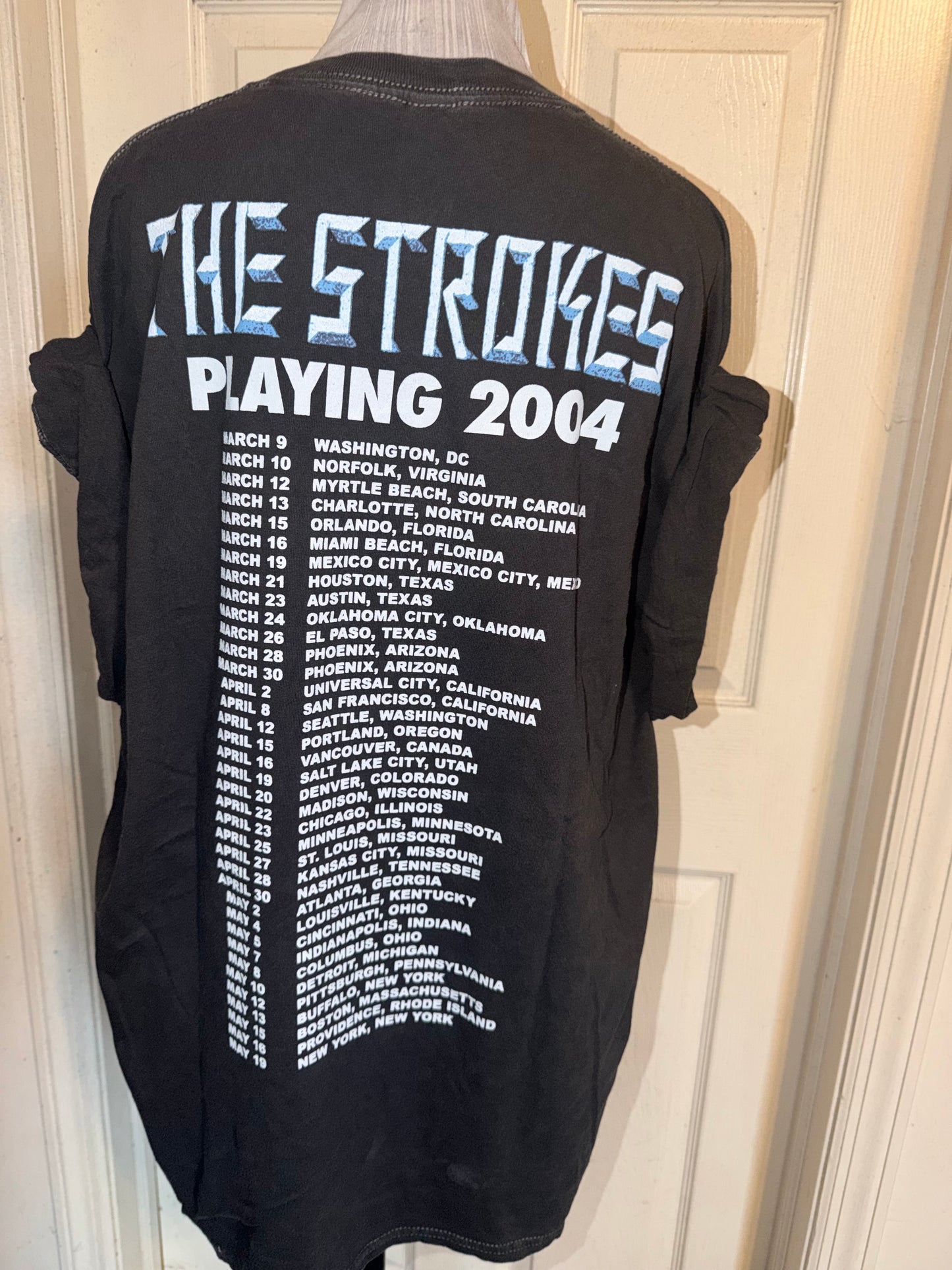 The Strokes Double Sided Oversized Distressed Tee