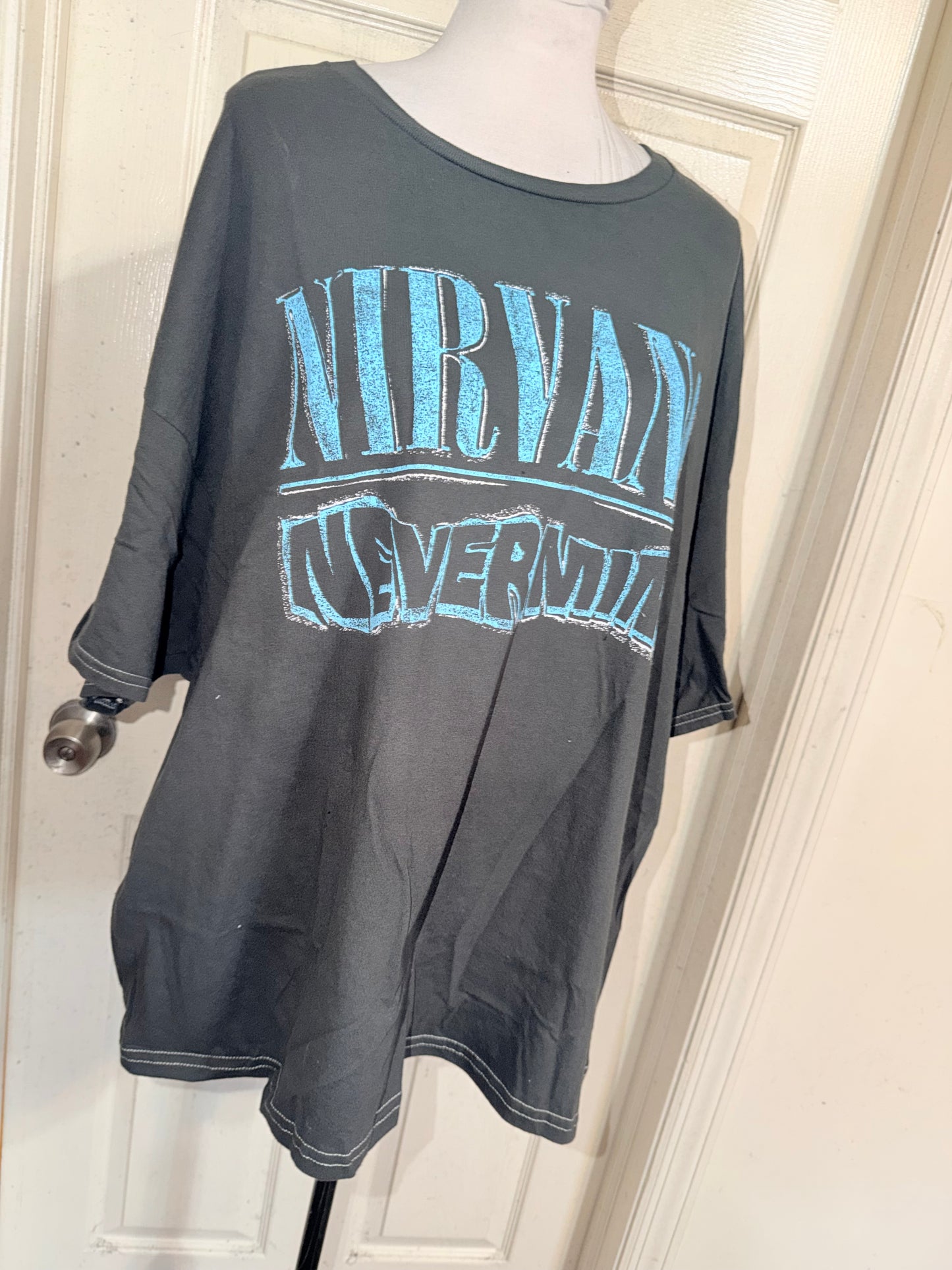 Nirvana Double Sided Oversized Distressed Tee