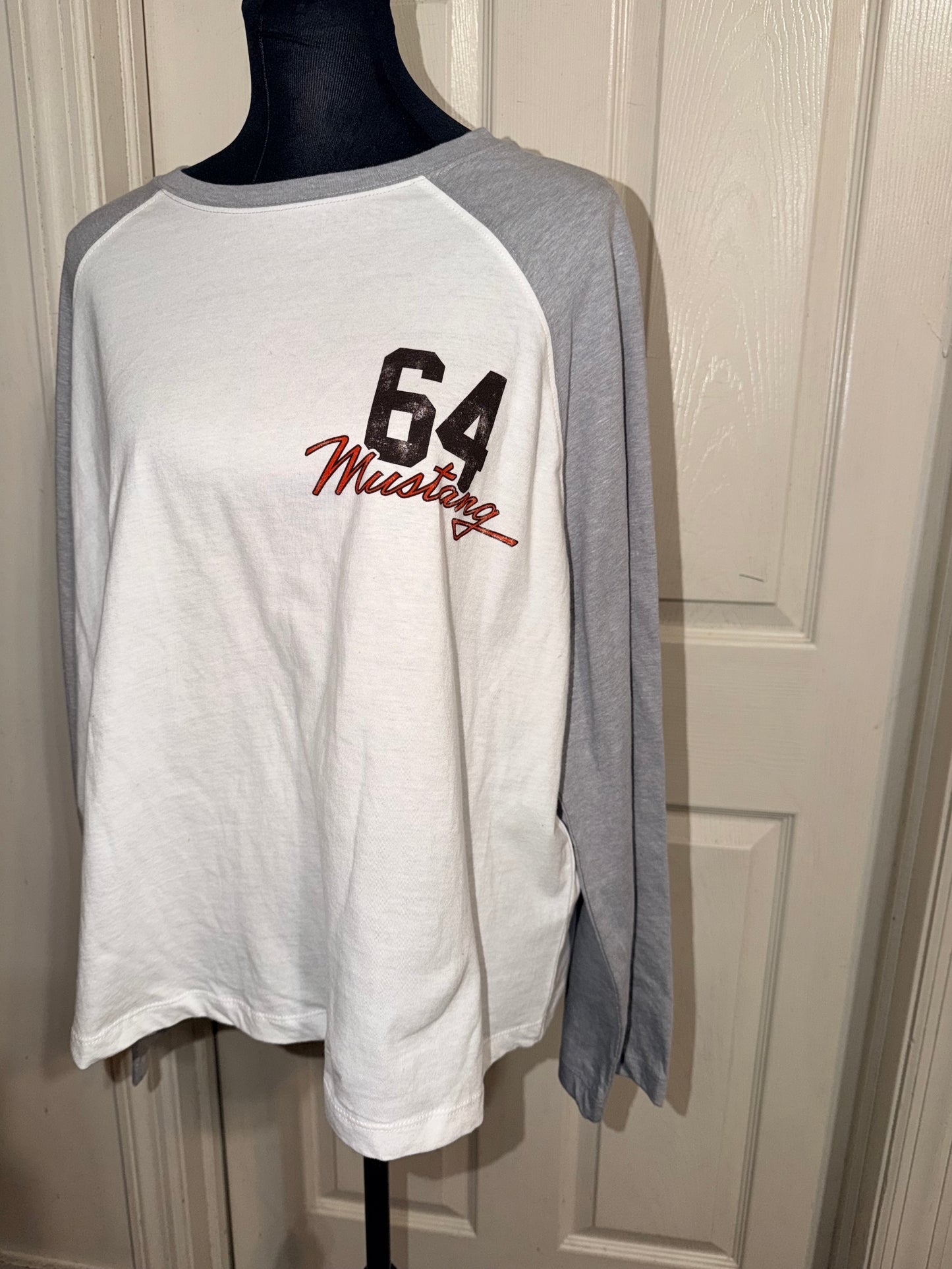 Ford Mustang Double Sided Oversized Distressed Long Sleeve Tee