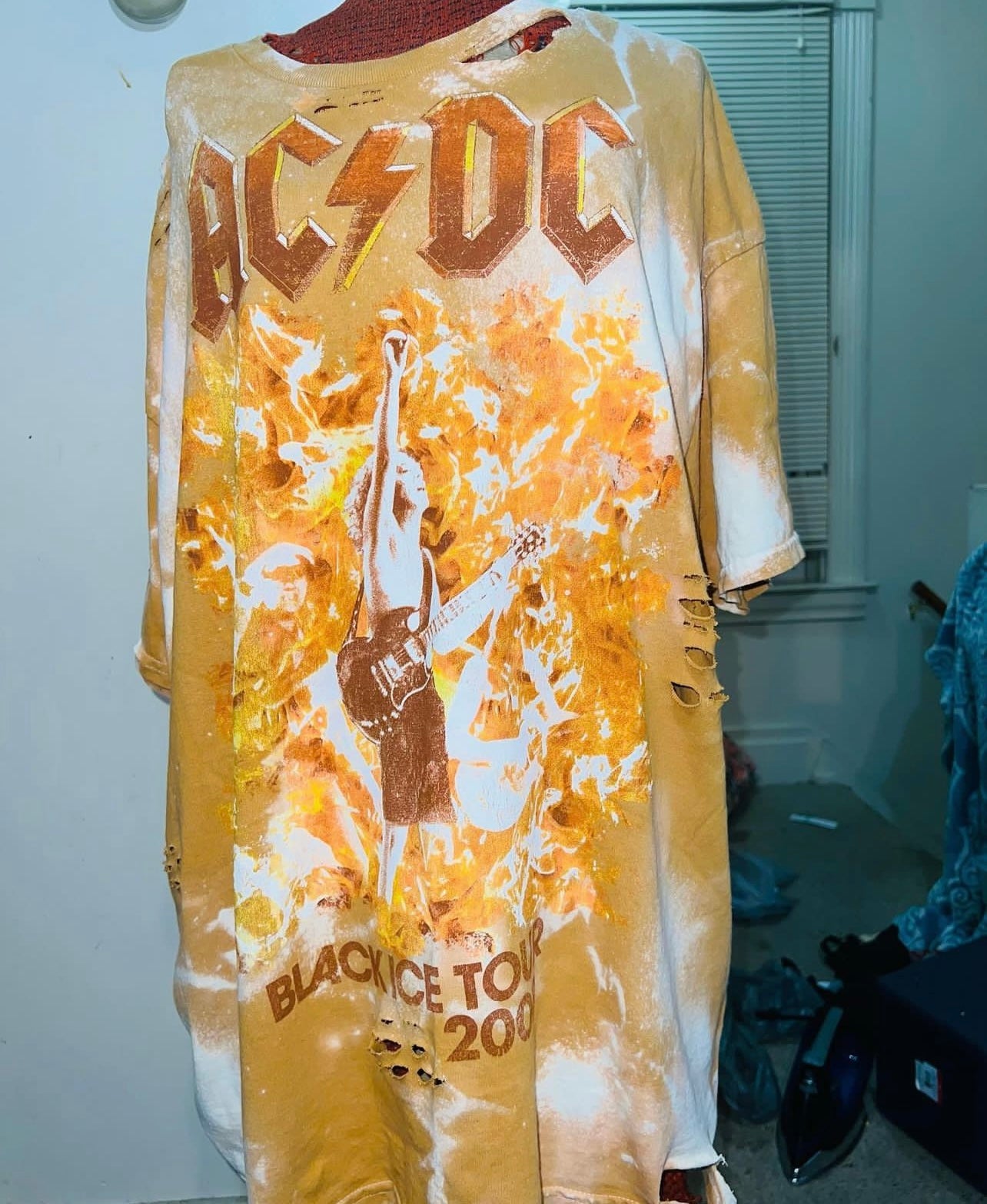 AC/DC Bleached Oversized Distressed Tee