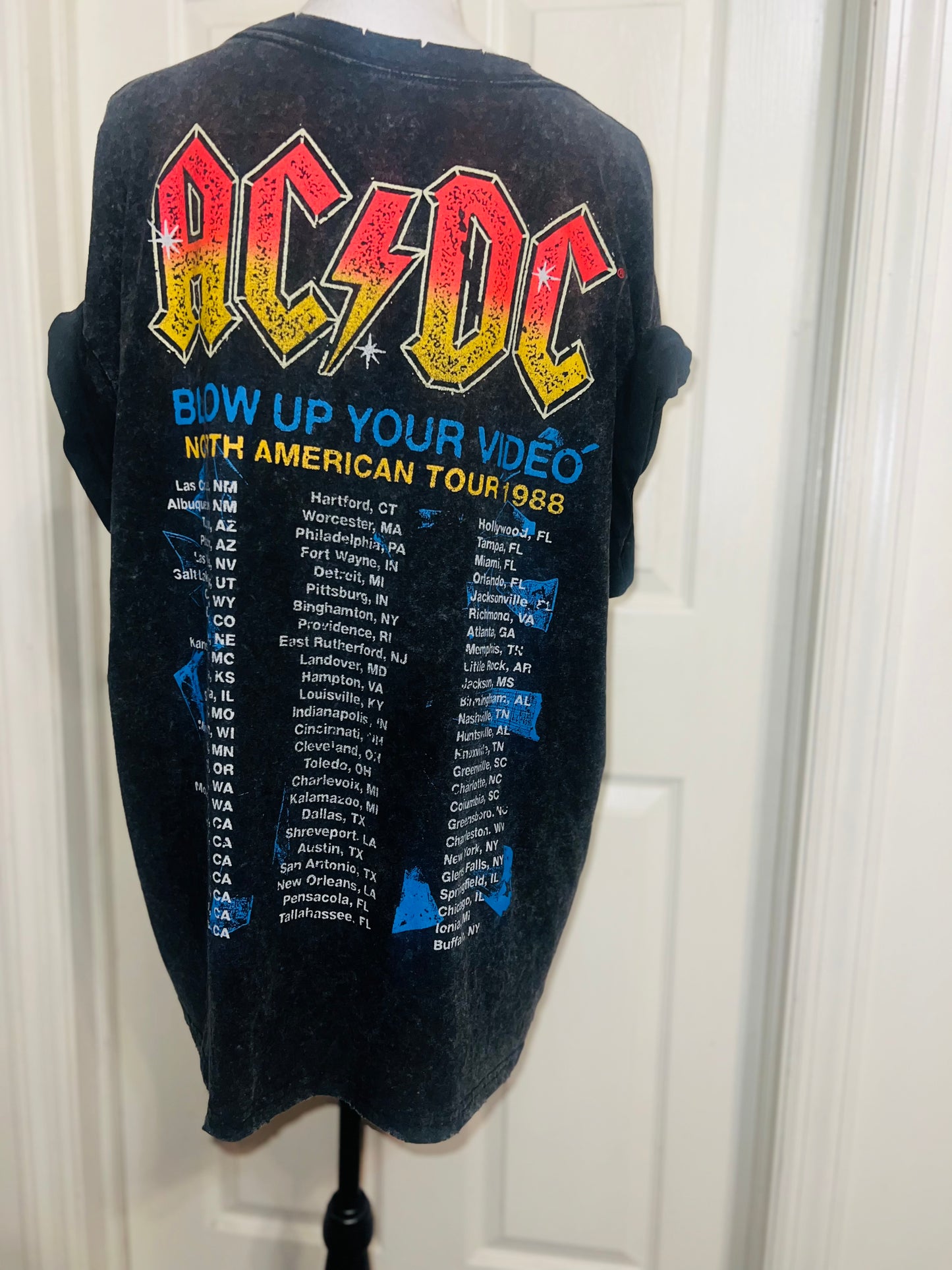 AC/DC Double Sided Oversized Distressed Tee