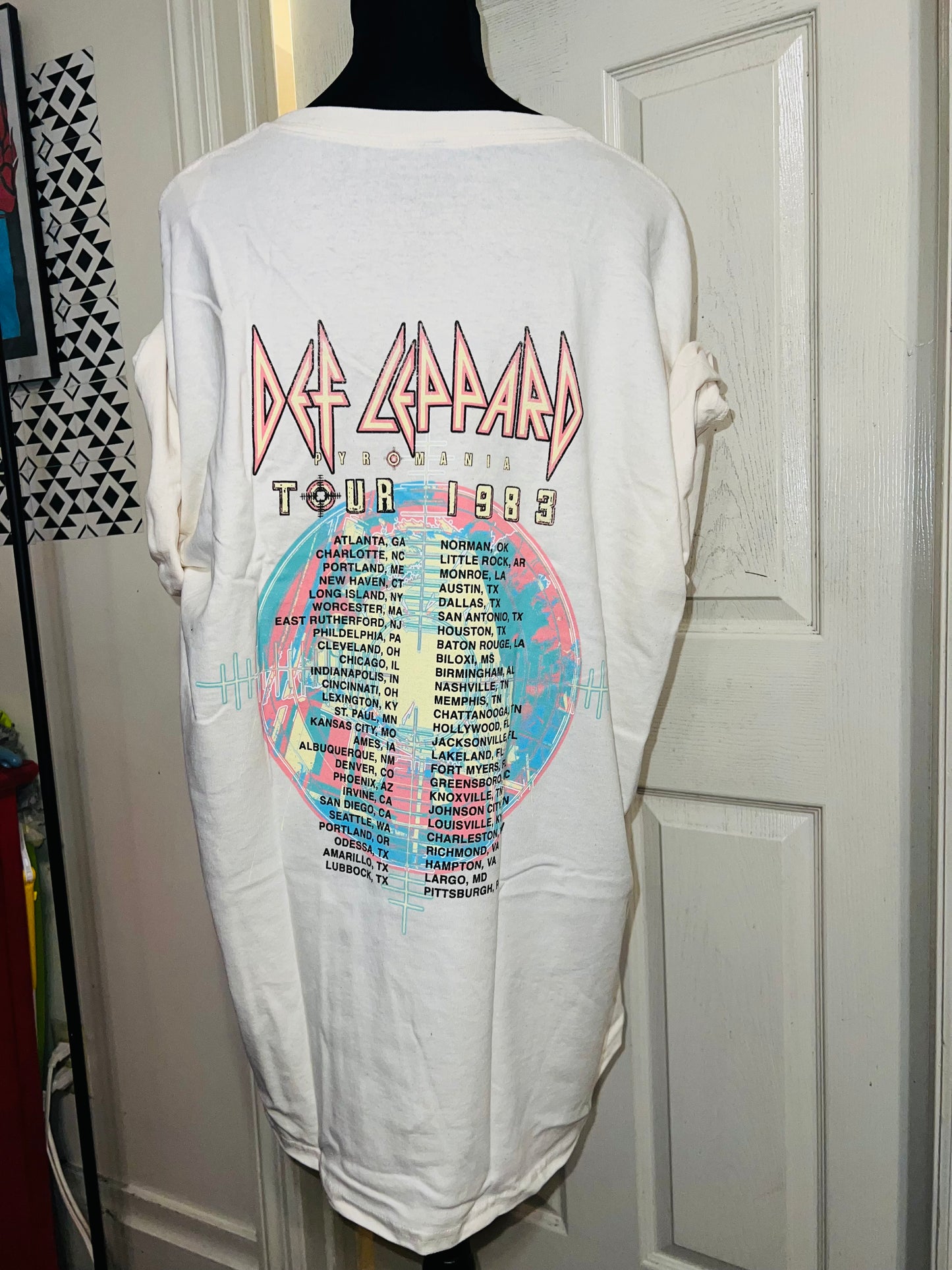 Def Leppard Double Sided Oversized Distressed Tee