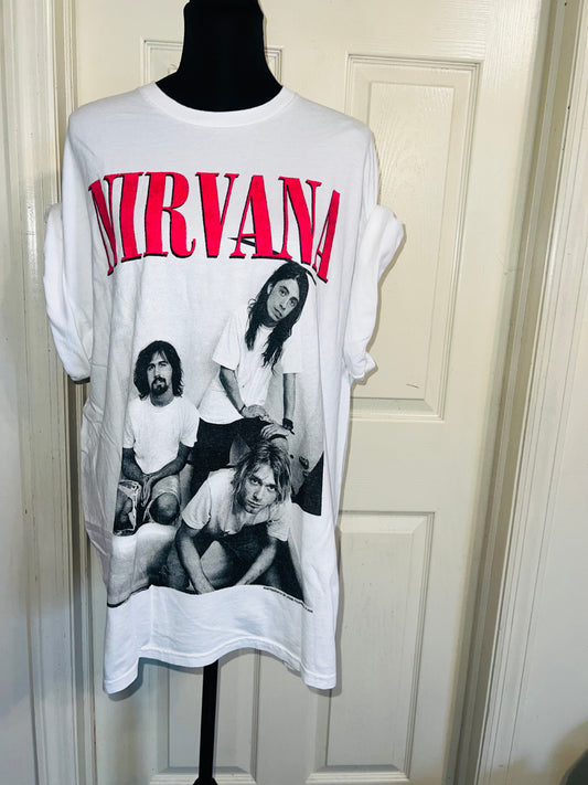 Nirvana Double Sided Oversized Distressed Tee