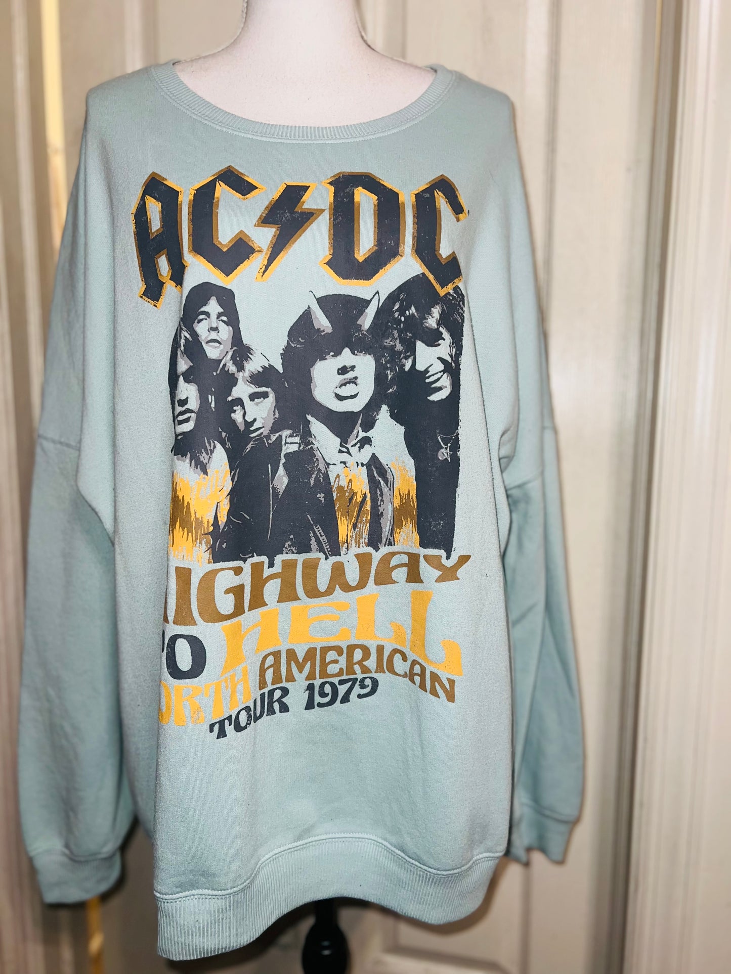 AC/DC Oversized Distressed Sweatshirt