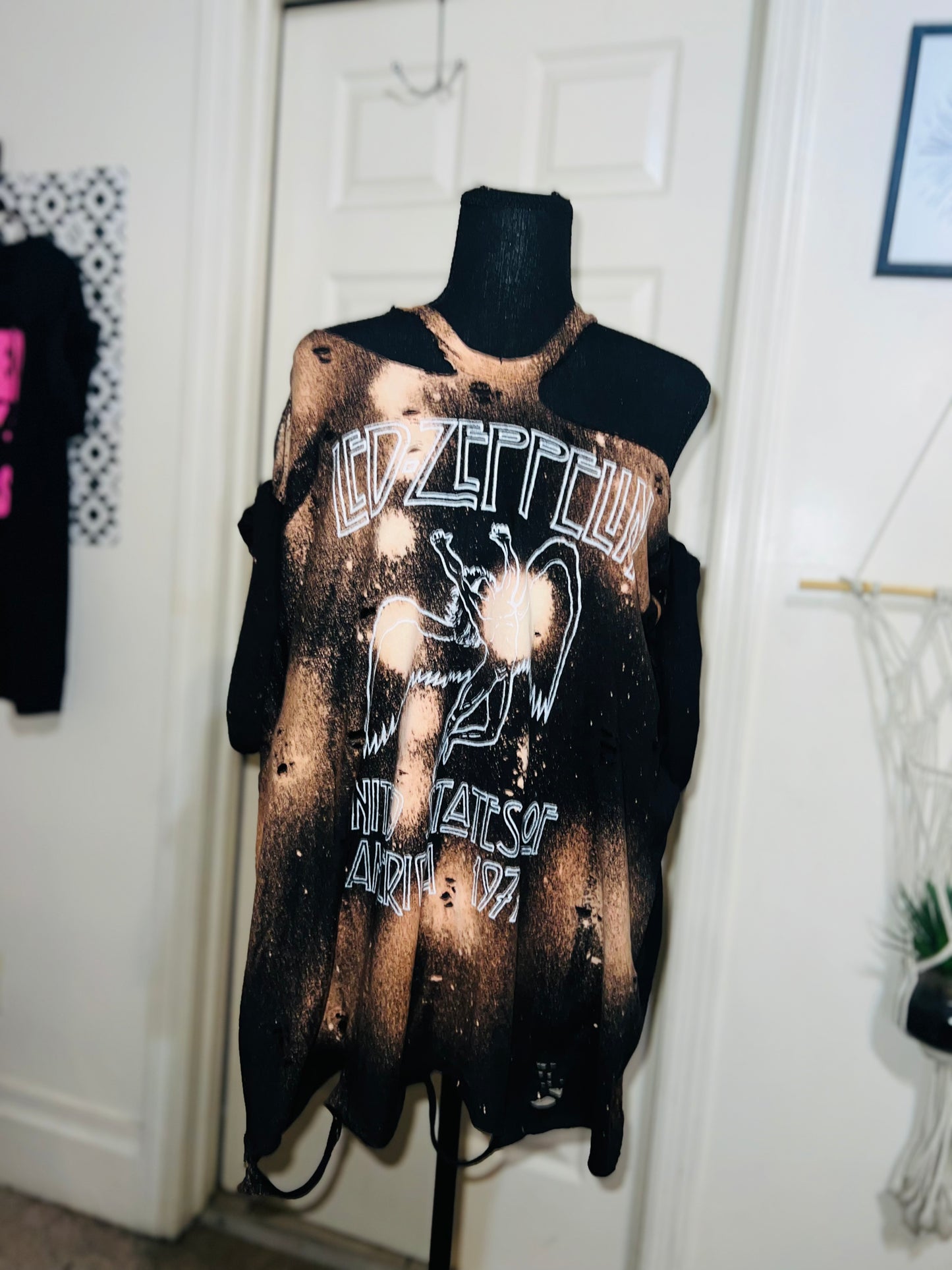 Led Zeppelin Bleached Oversized Distresed Tee