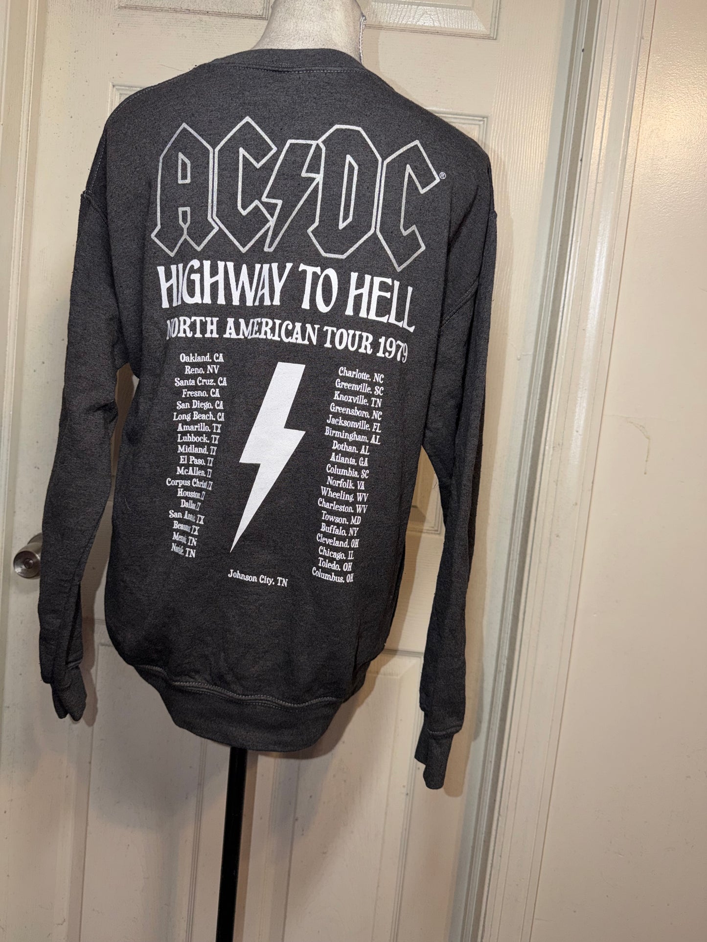AC/DC Double Sided Oversized Distressed Sweatshirt